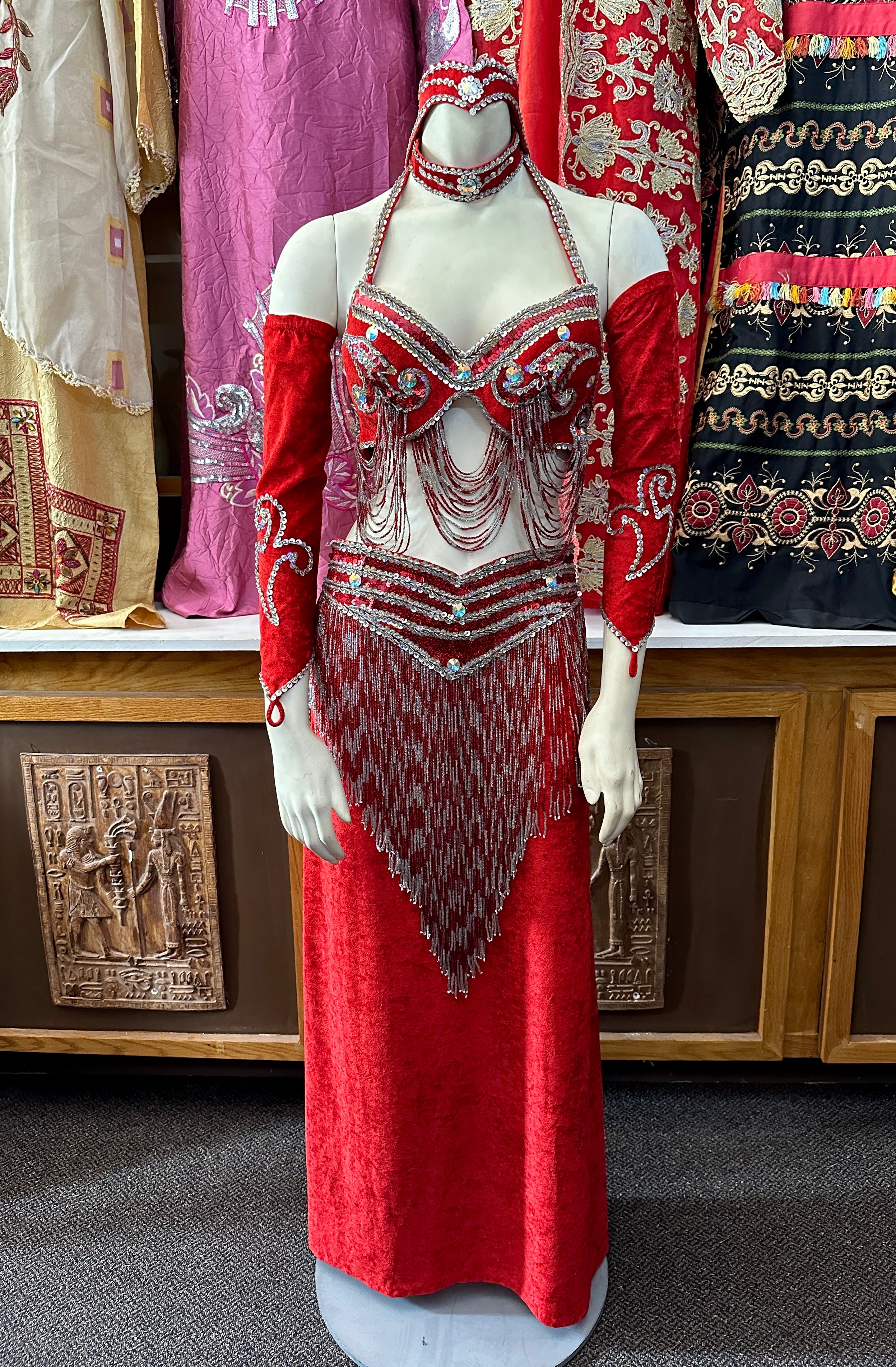red belly dance dress Red Belly Dance Show Girl Bra And Belt
