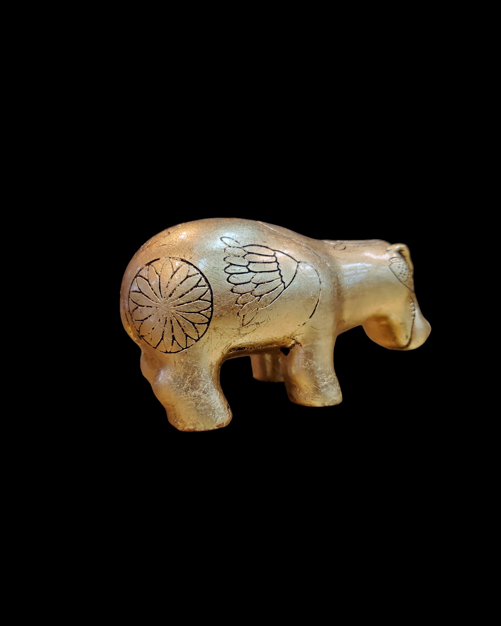 24k Gold Hippopotamus Statue