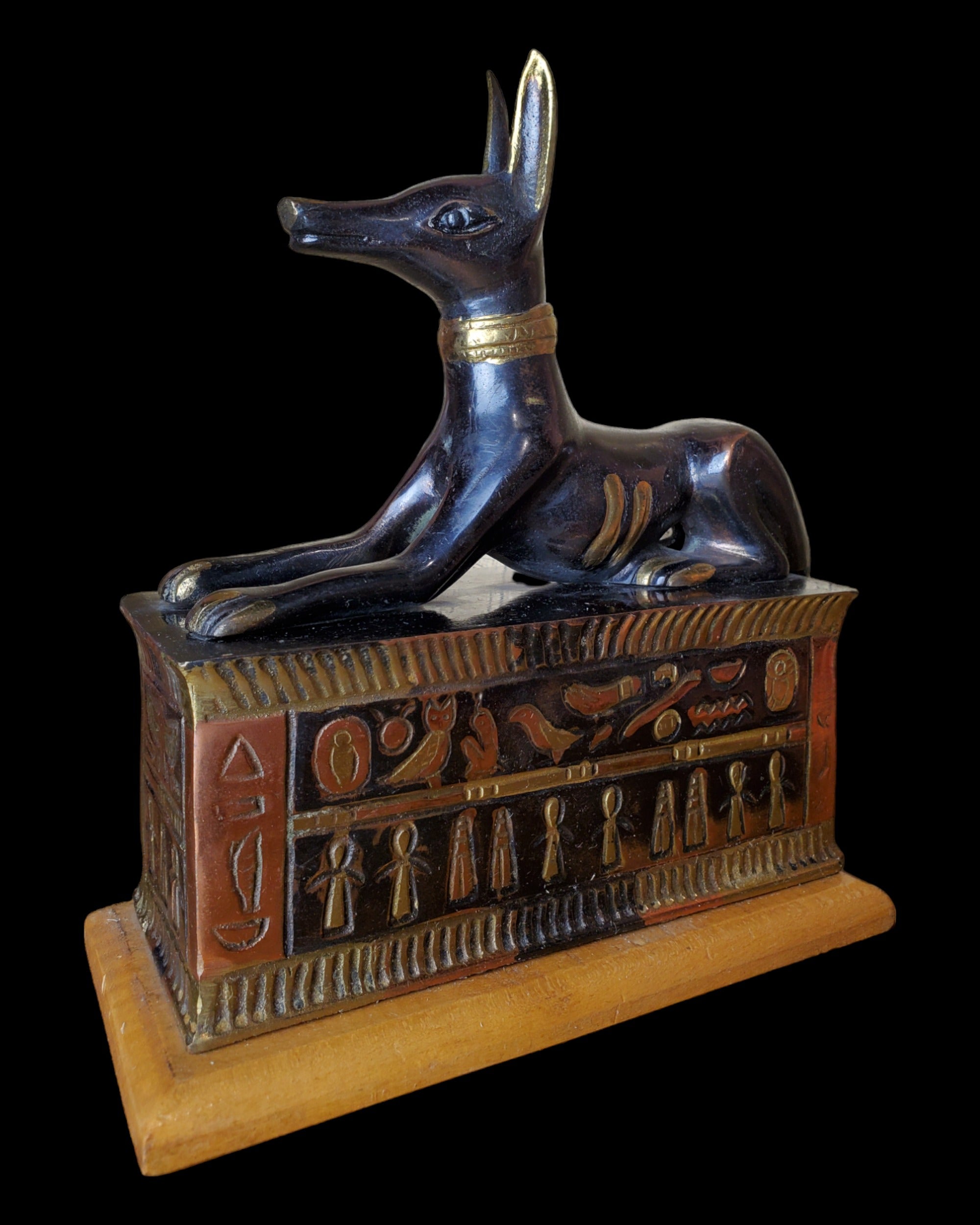 Anubis On Sarcophagus Statue - Made in Egypt