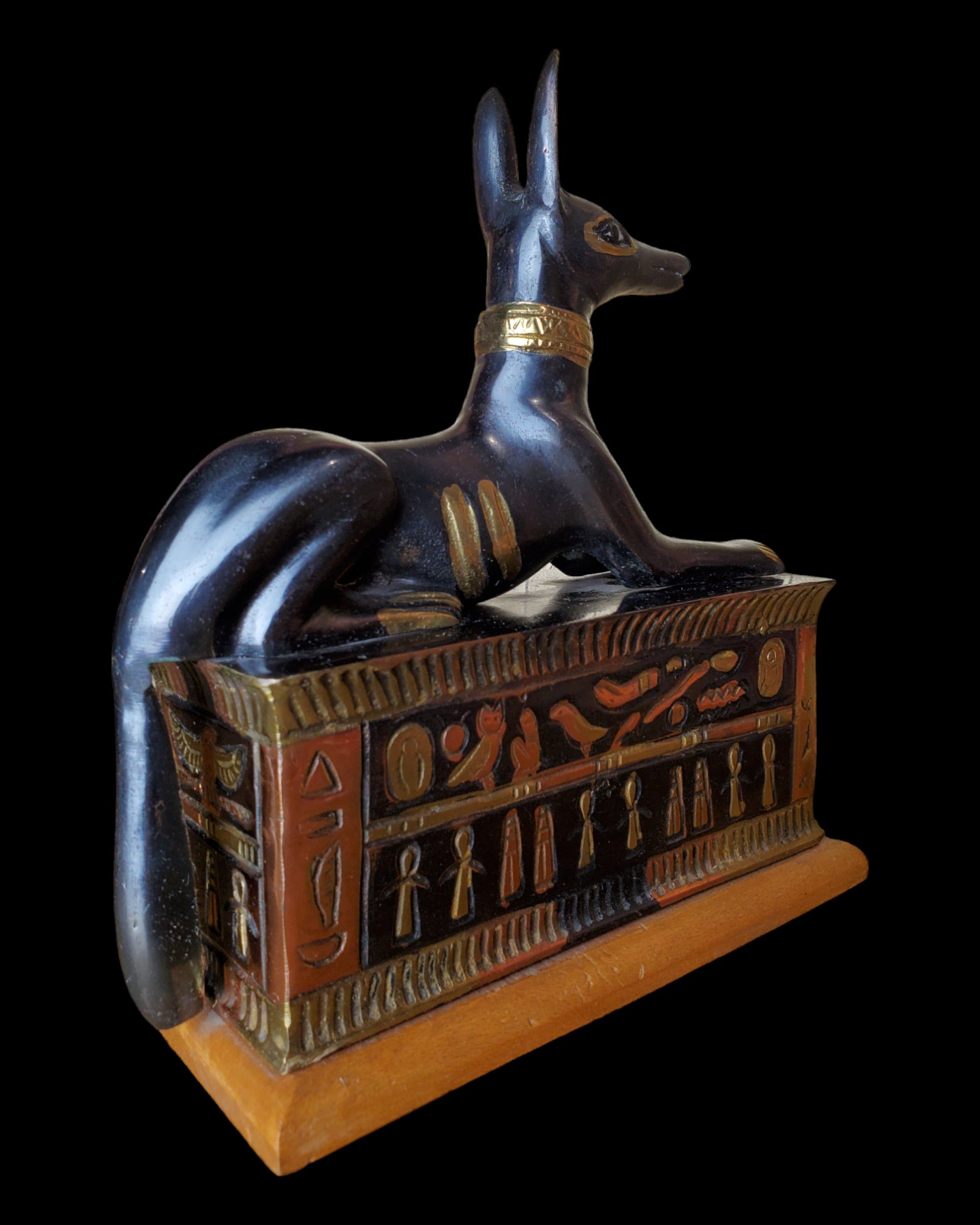 Anubis On Sarcophagus Statue - Made in Egypt