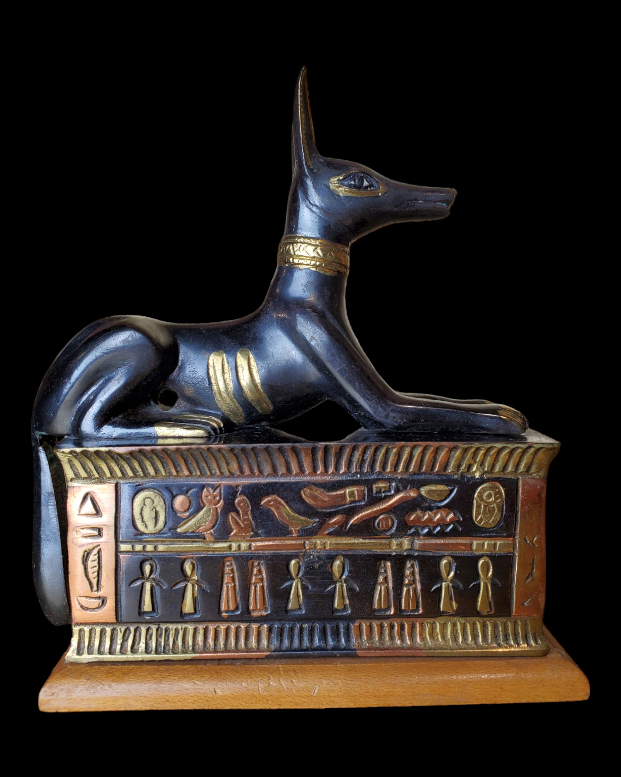 Anubis On Sarcophagus Statue - Made in Egypt