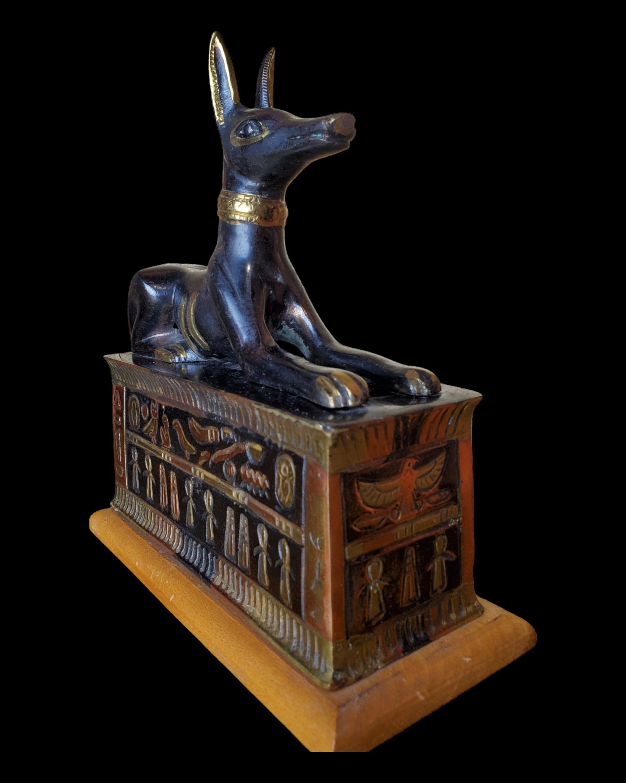 Anubis On Sarcophagus Statue - Made in Egypt