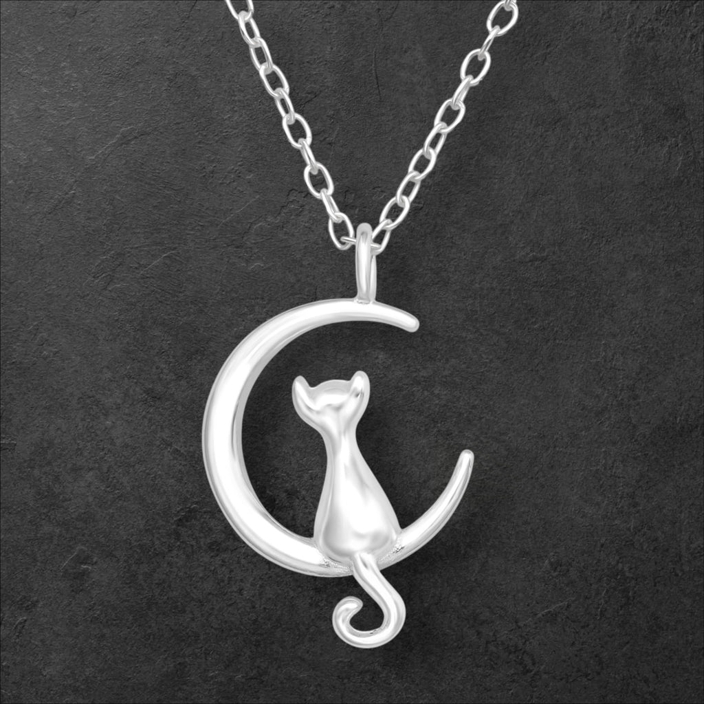 Cat Sitting on Moon Necklace