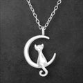 Cat Sitting on Moon Necklace