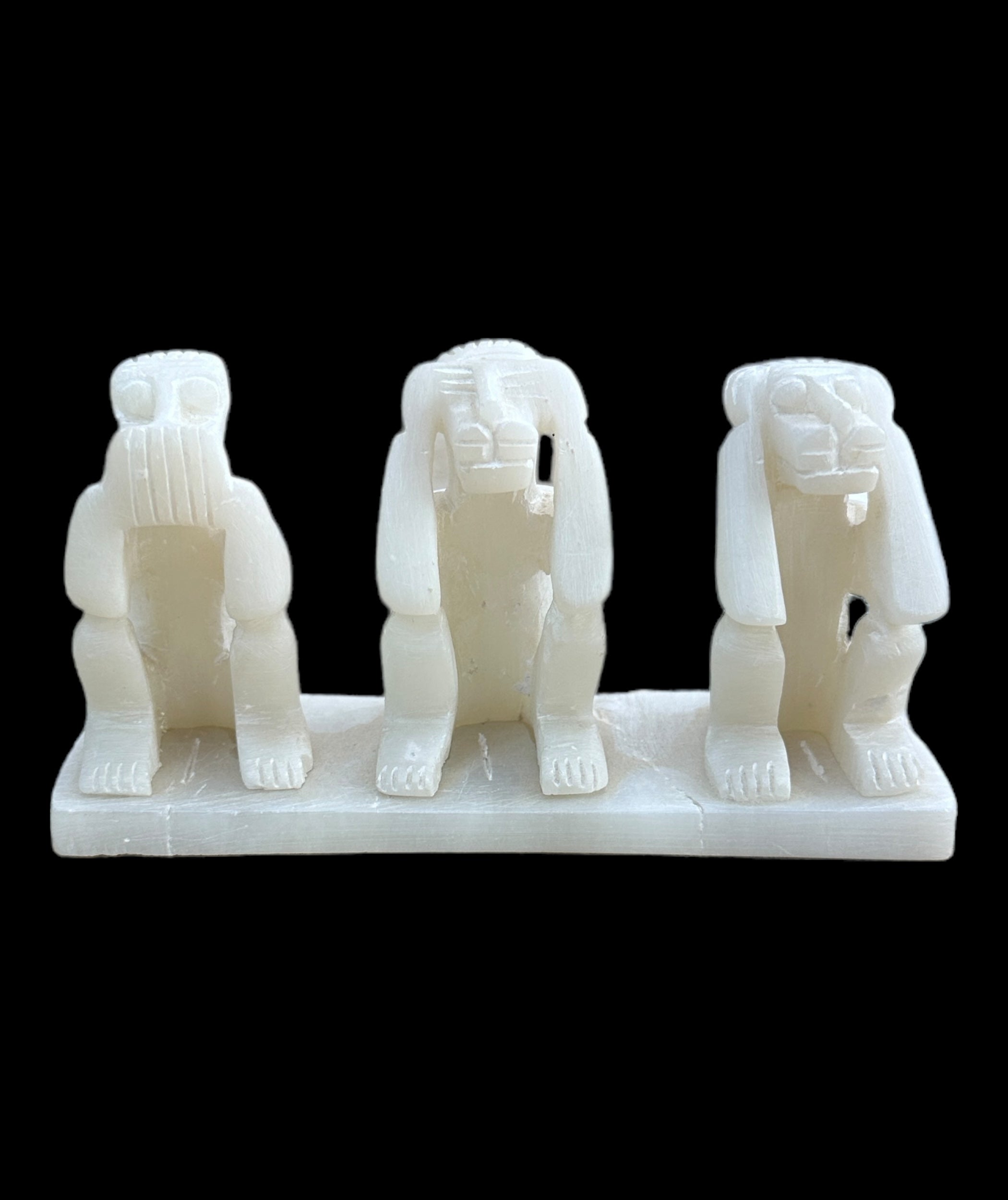 Three Wise Baboons Statue - Handcarved Soapstone