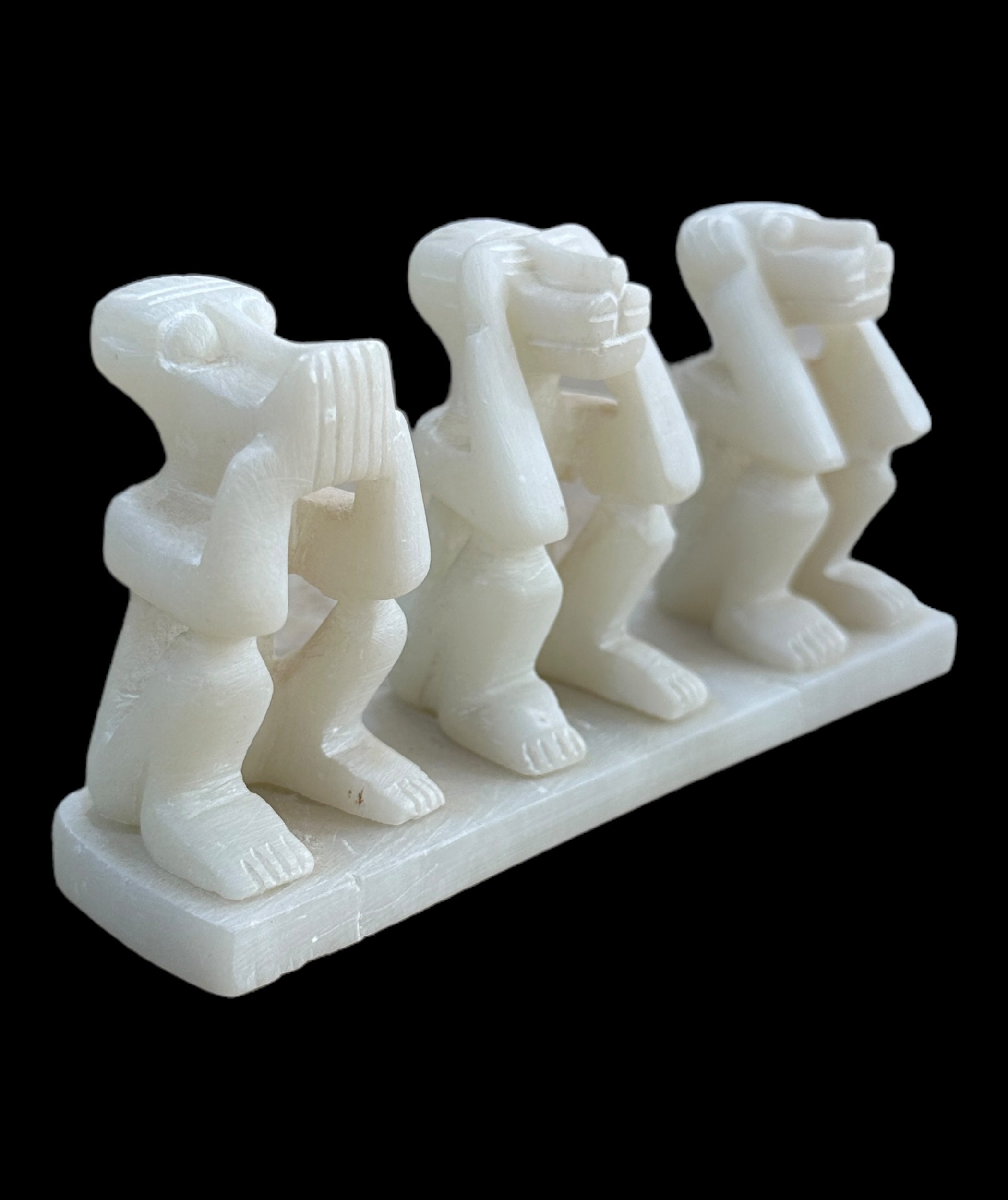 Three Wise Baboons Statue - Handcarved Soapstone