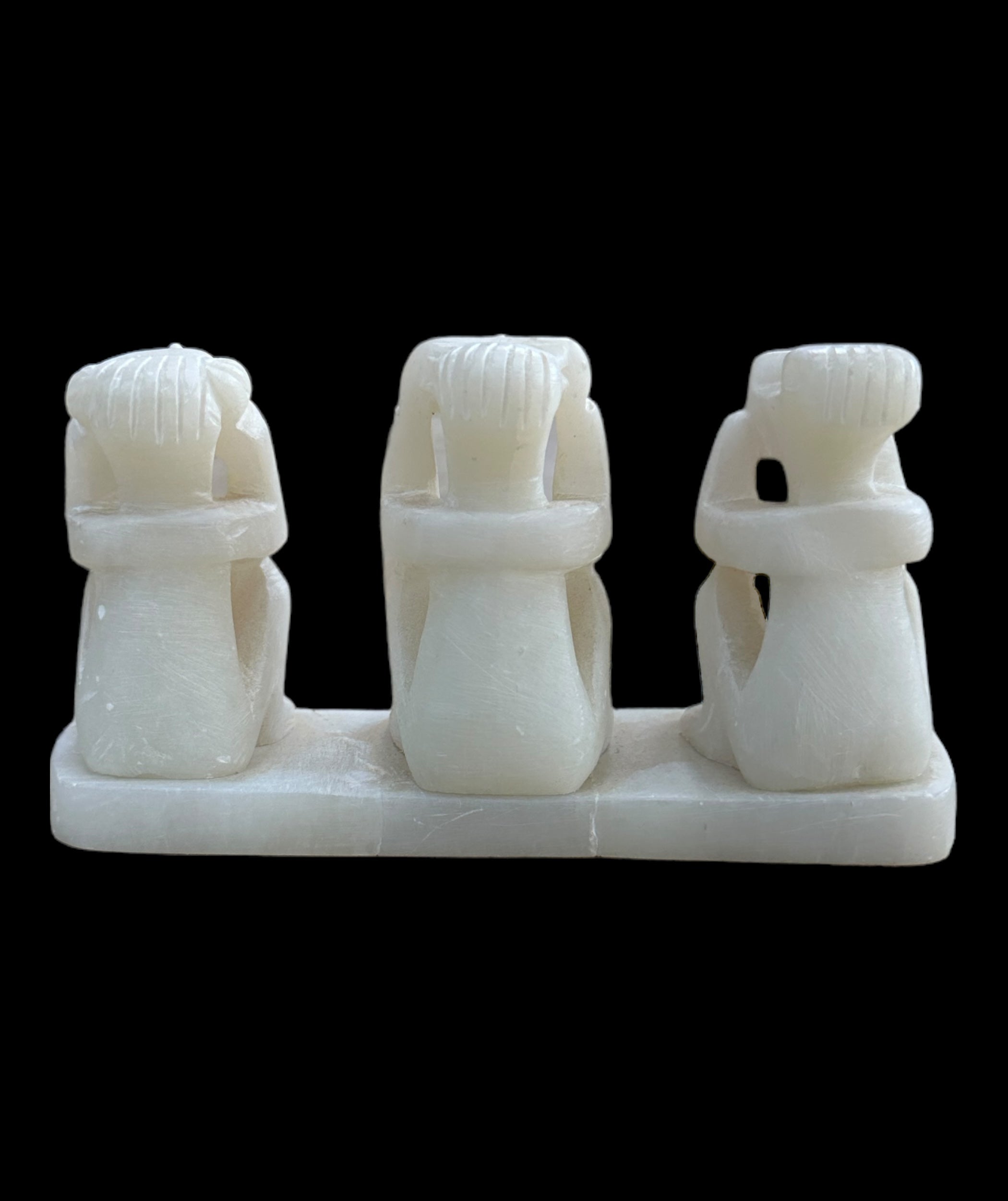 Three Wise Baboons Statue - Handcarved Soapstone