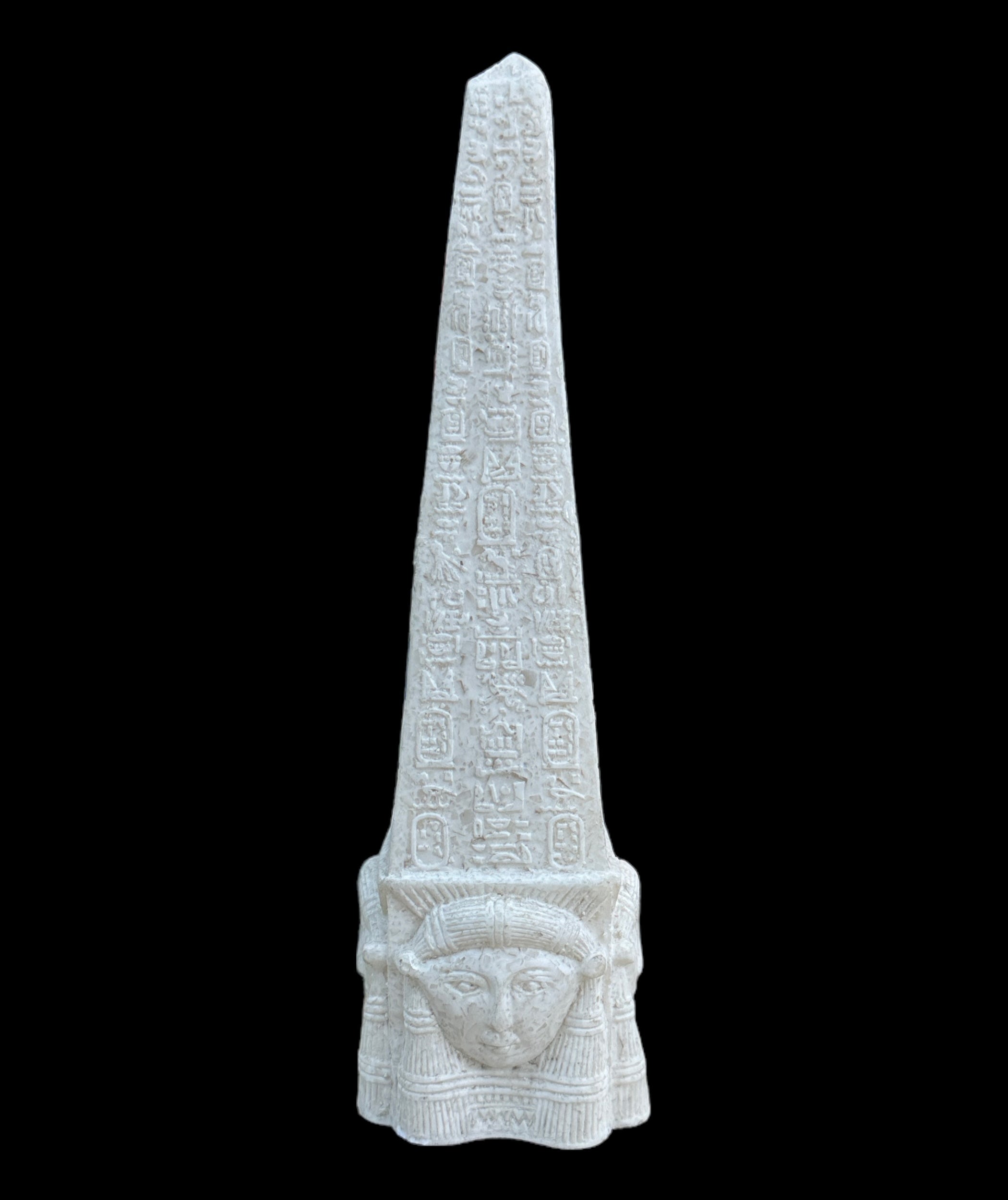 Alabaster Hathor Obelisk Statue - Made in Egypt