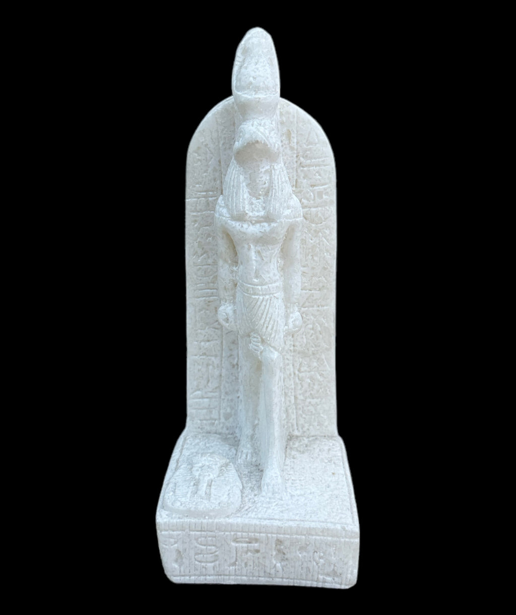 Horus with Hieroglyphic Stela Alabaster Statue