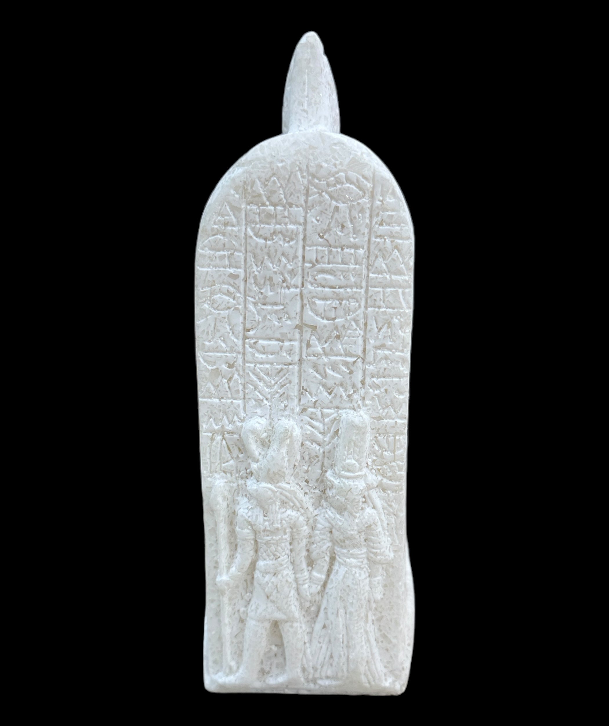 Ramses with Hieroglyphic Stela Alabaster Statue