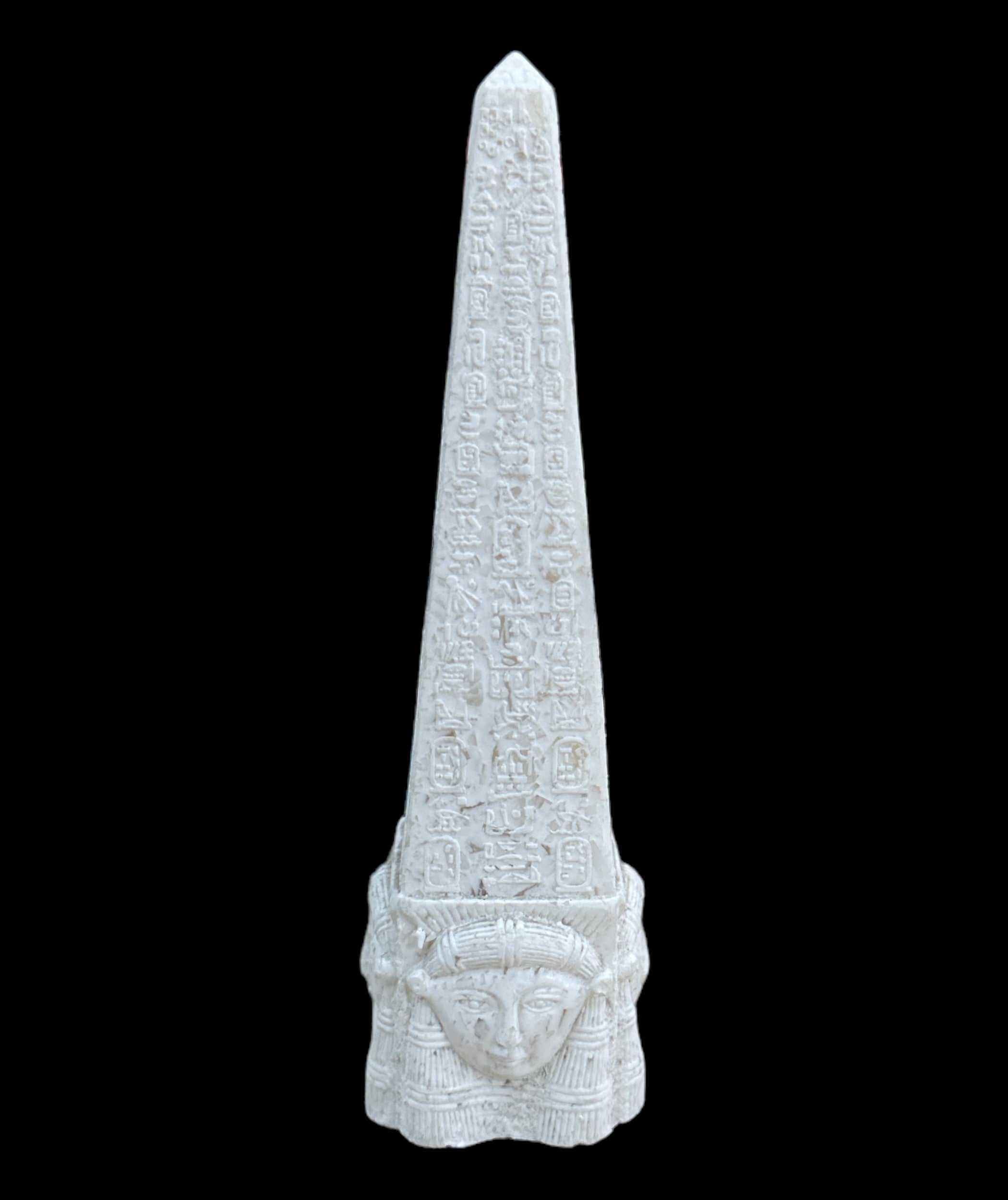 Alabaster Hathor Obelisk Statue - Made in Egypt