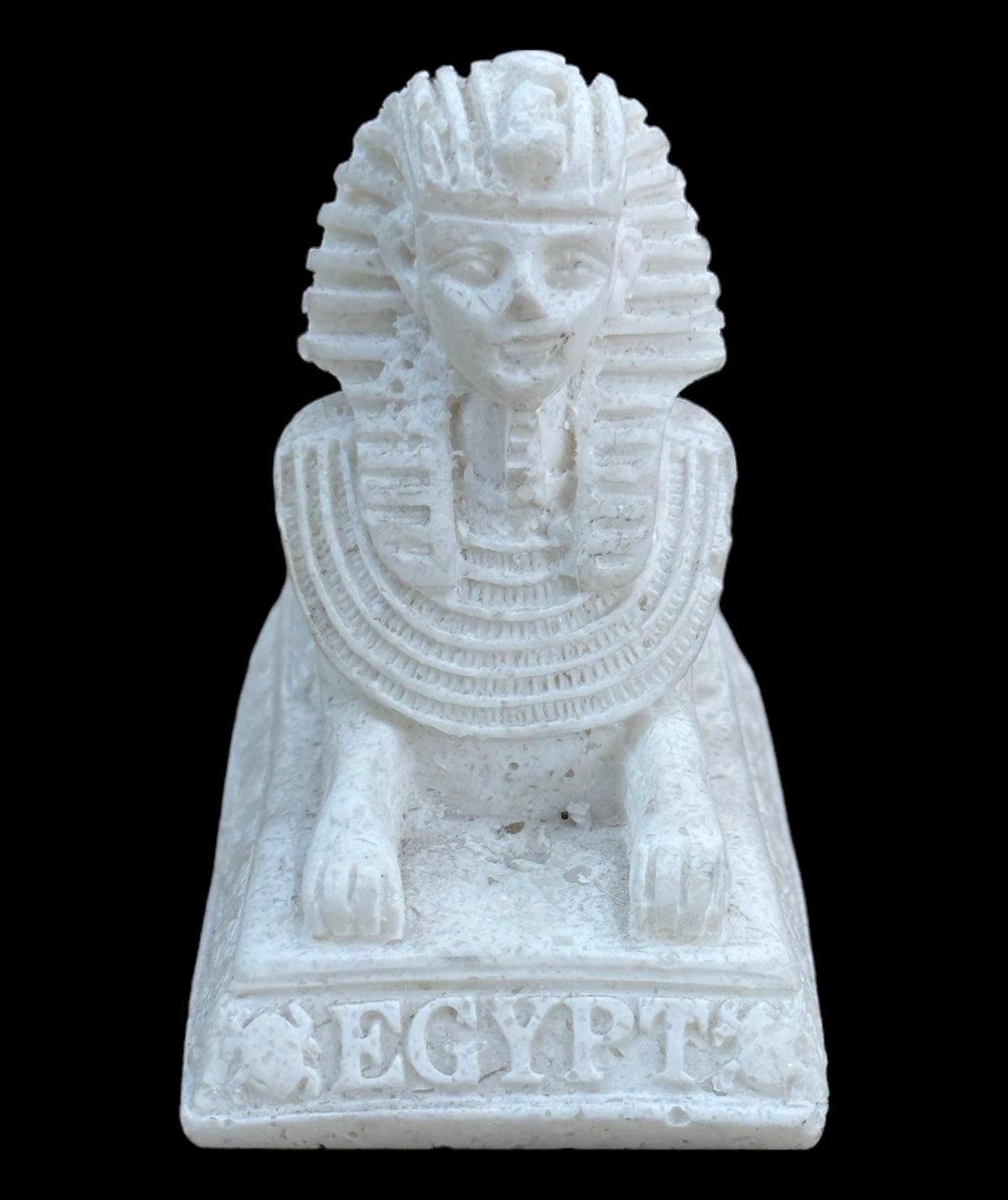 Alabaster Sphinx with Pyramid Statue - Made in Egypt