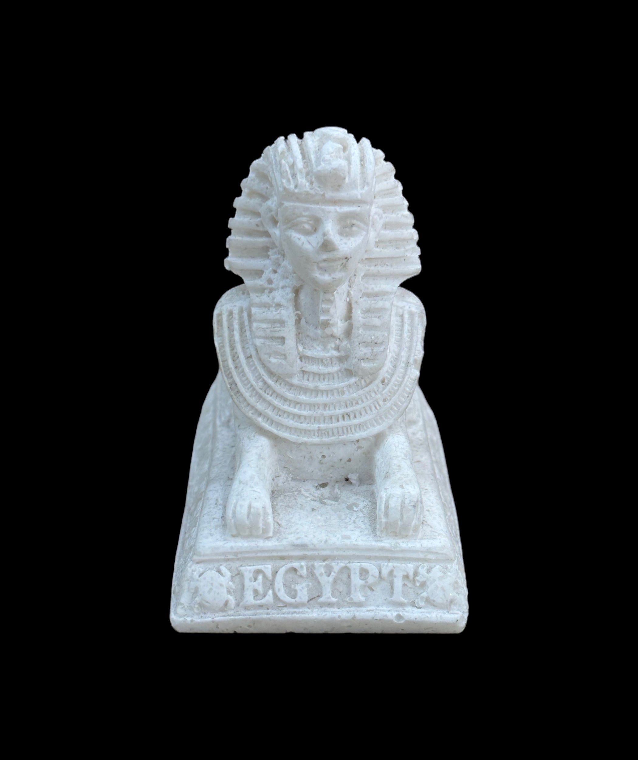 Alabaster Sphinx with Pyramid Statue - Made in Egypt