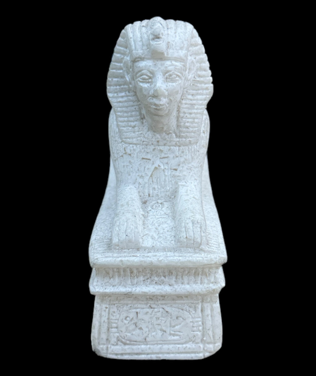 Alabaster Sphinx with Pyramid Statue - Made in Egypt