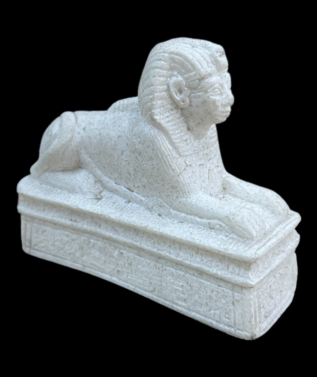 Alabaster Sphinx with Pyramid Statue - Made in Egypt