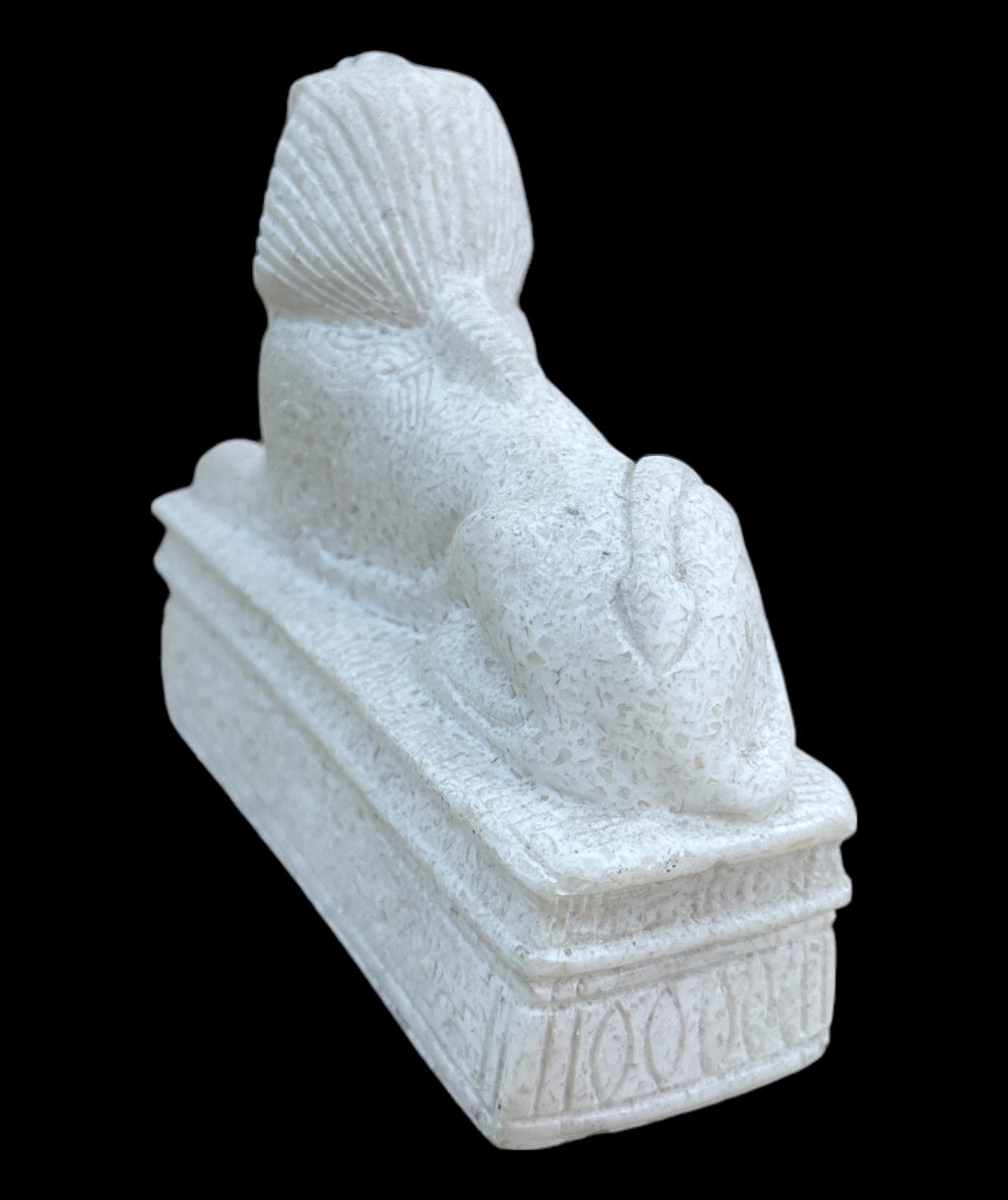Alabaster Sphinx with Pyramid Statue - Made in Egypt