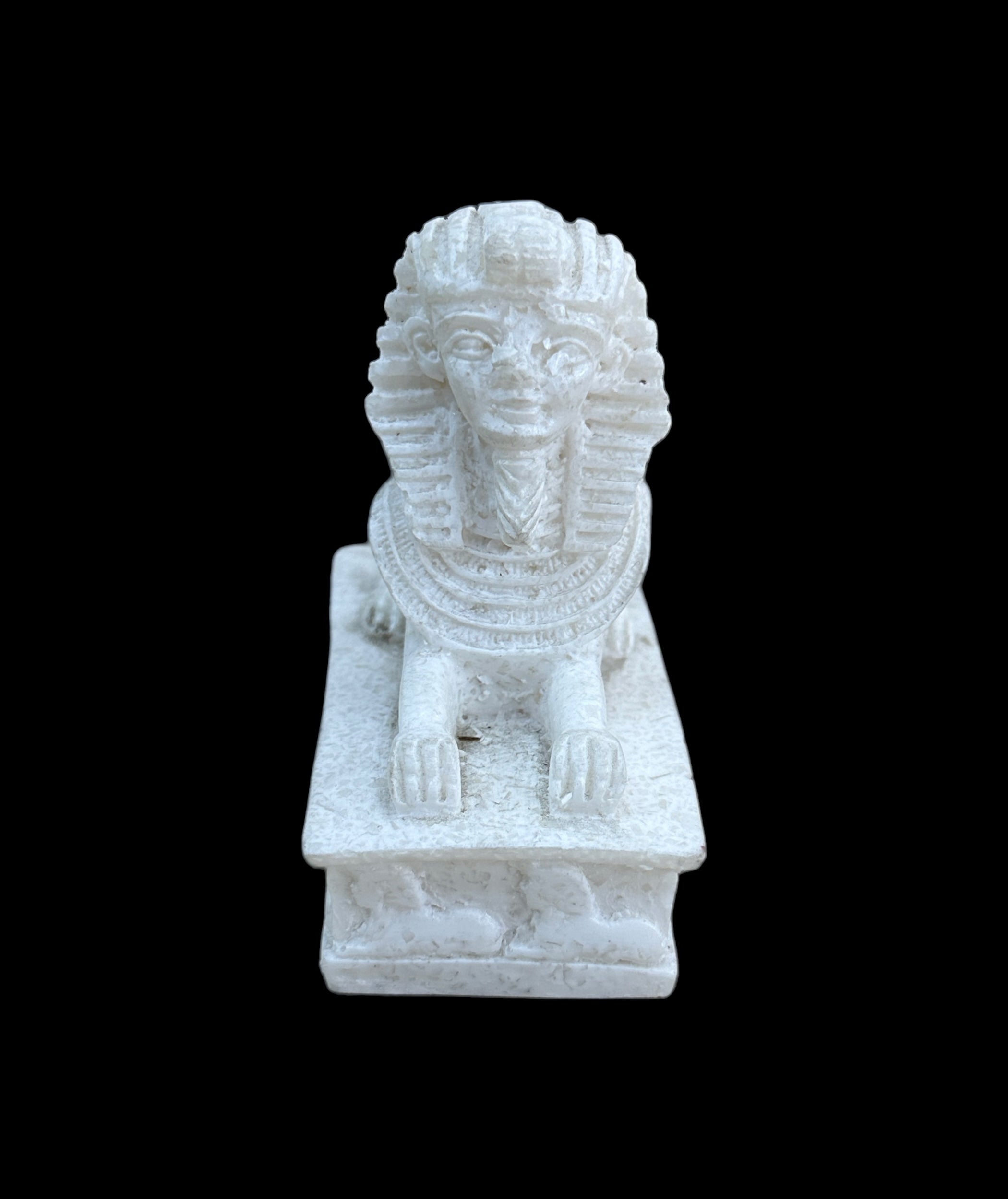 Alabaster Sphinx with Pyramid Statue - Made in Egypt