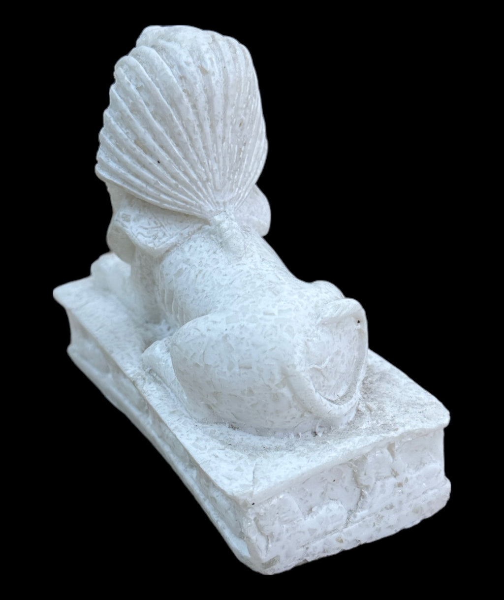 Alabaster Sphinx with Pyramid Statue - Made in Egypt