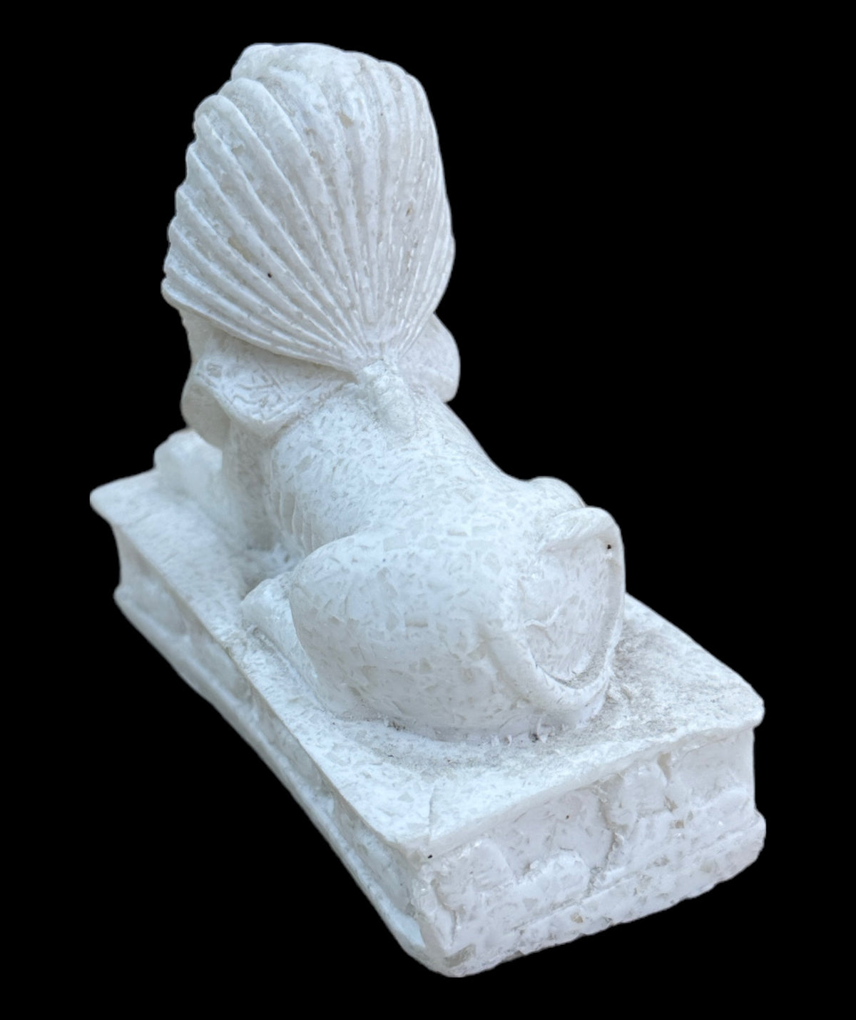 Alabaster Sphinx with Pyramid Statue - Made in Egypt
