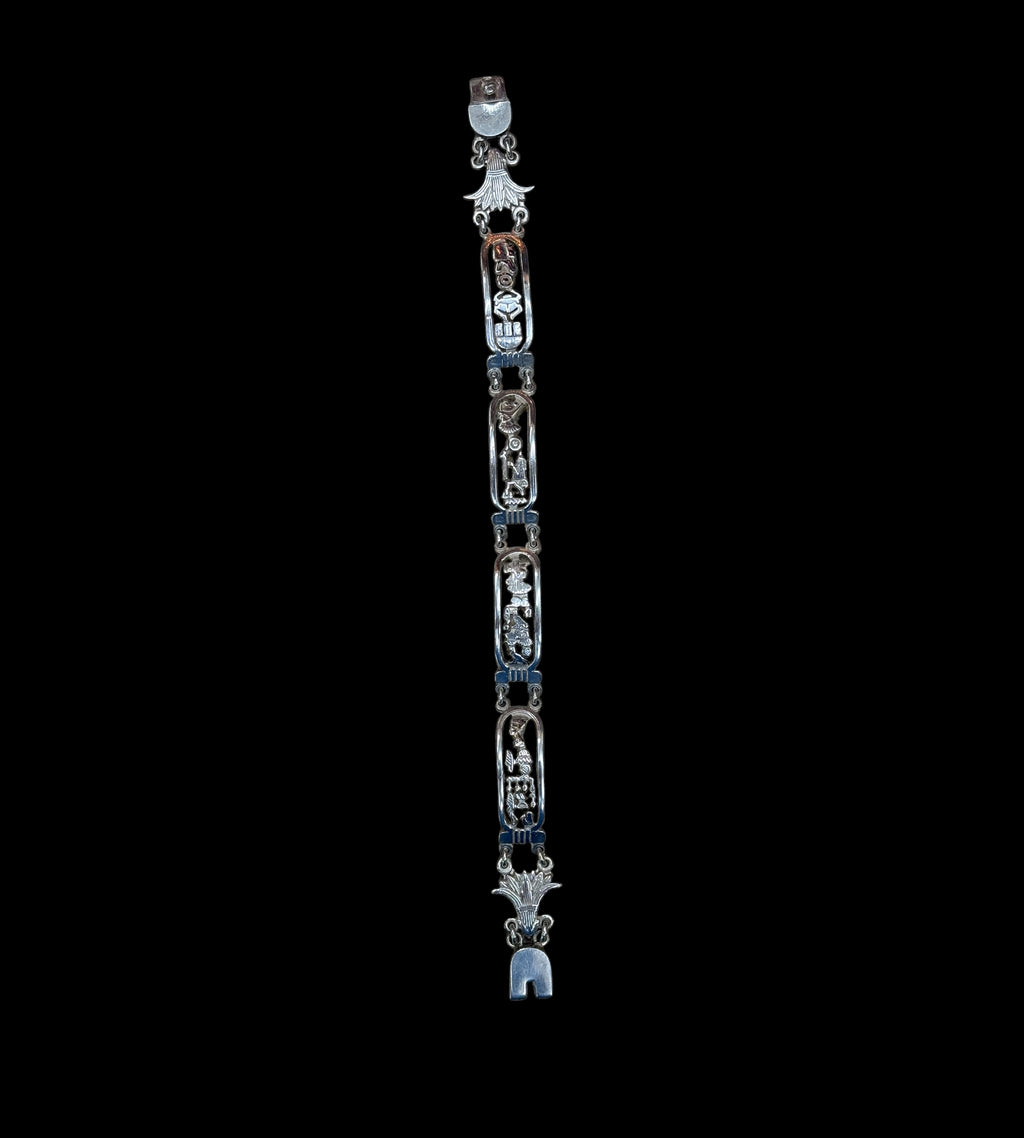 Multiple Cartouches Bracelet with Lotus Clasp