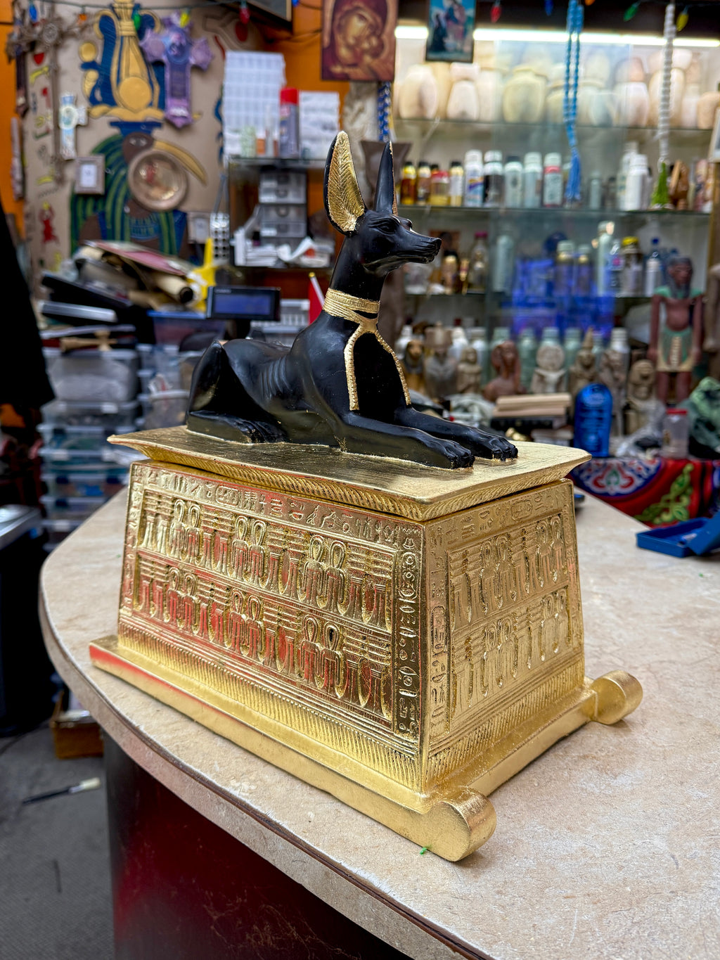 Anubis Shrine Box | Hand-Gilded in 24k Gold Leaf