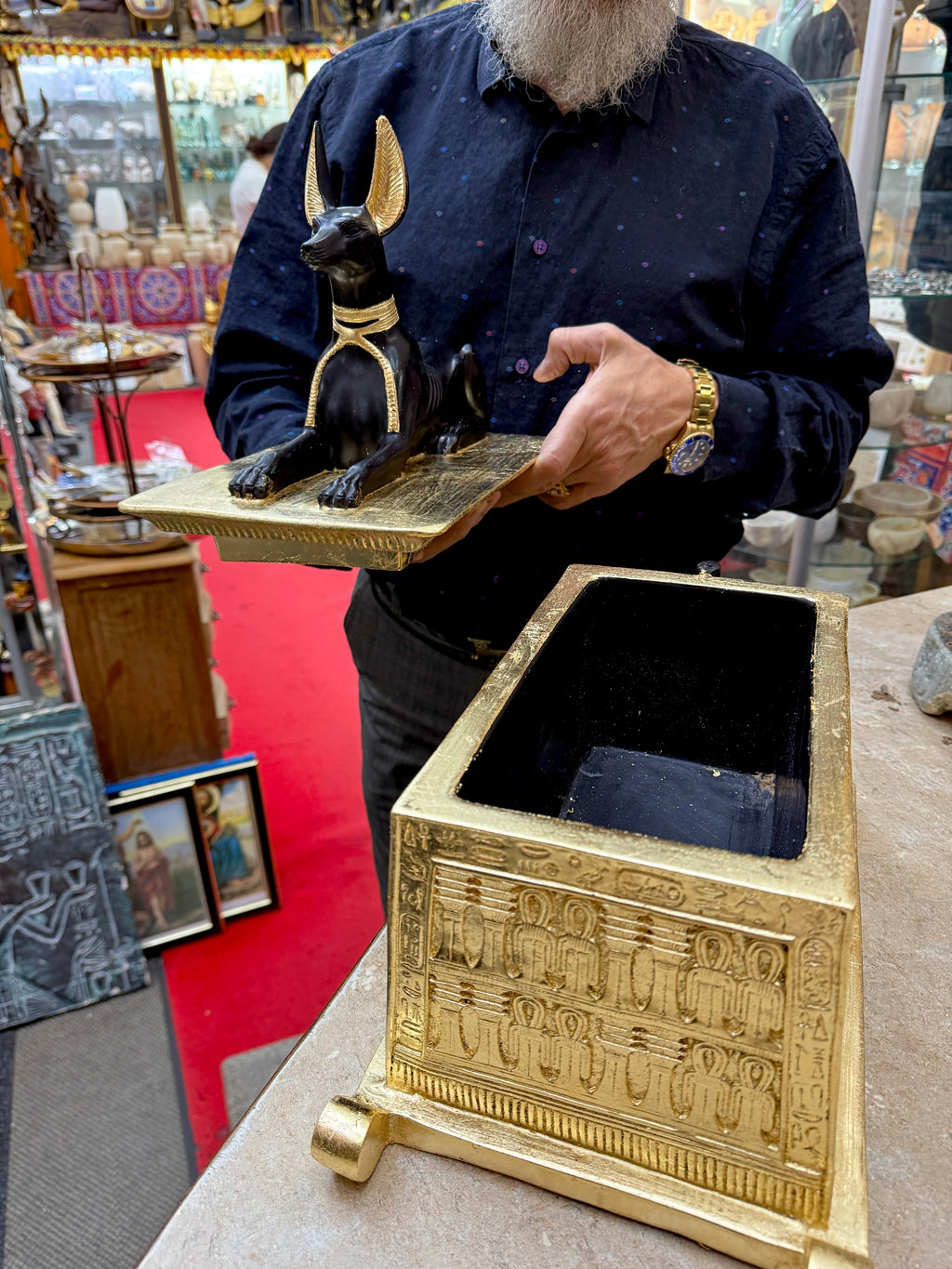 Anubis Shrine Box | Hand-Gilded in 24k Gold Leaf