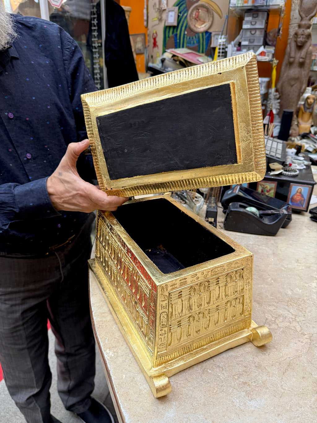 Anubis Shrine Box | Hand-Gilded in 24k Gold Leaf