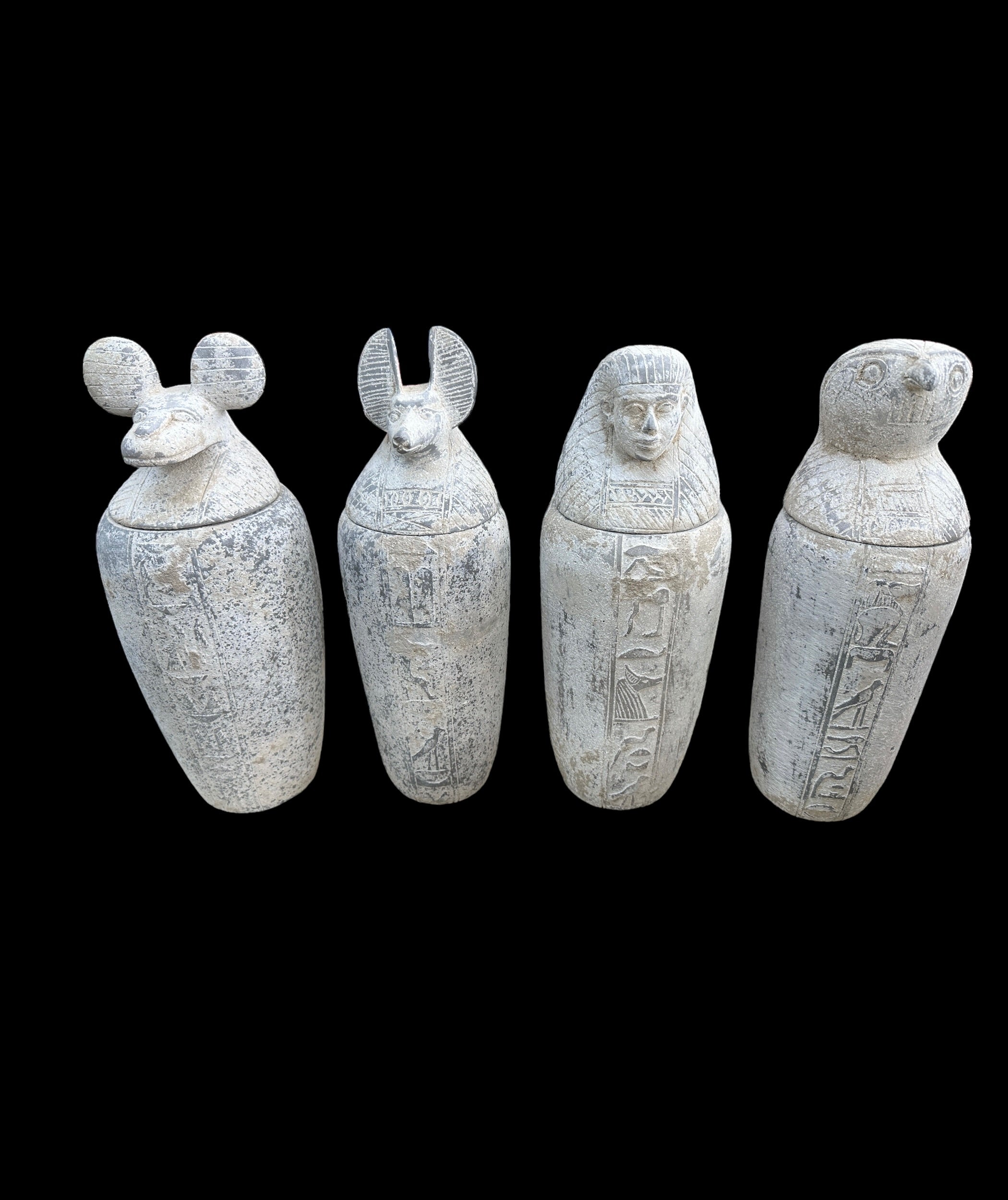 Canopic Jars - Set of 4 - Handcrafted in Egypt - HEAVY