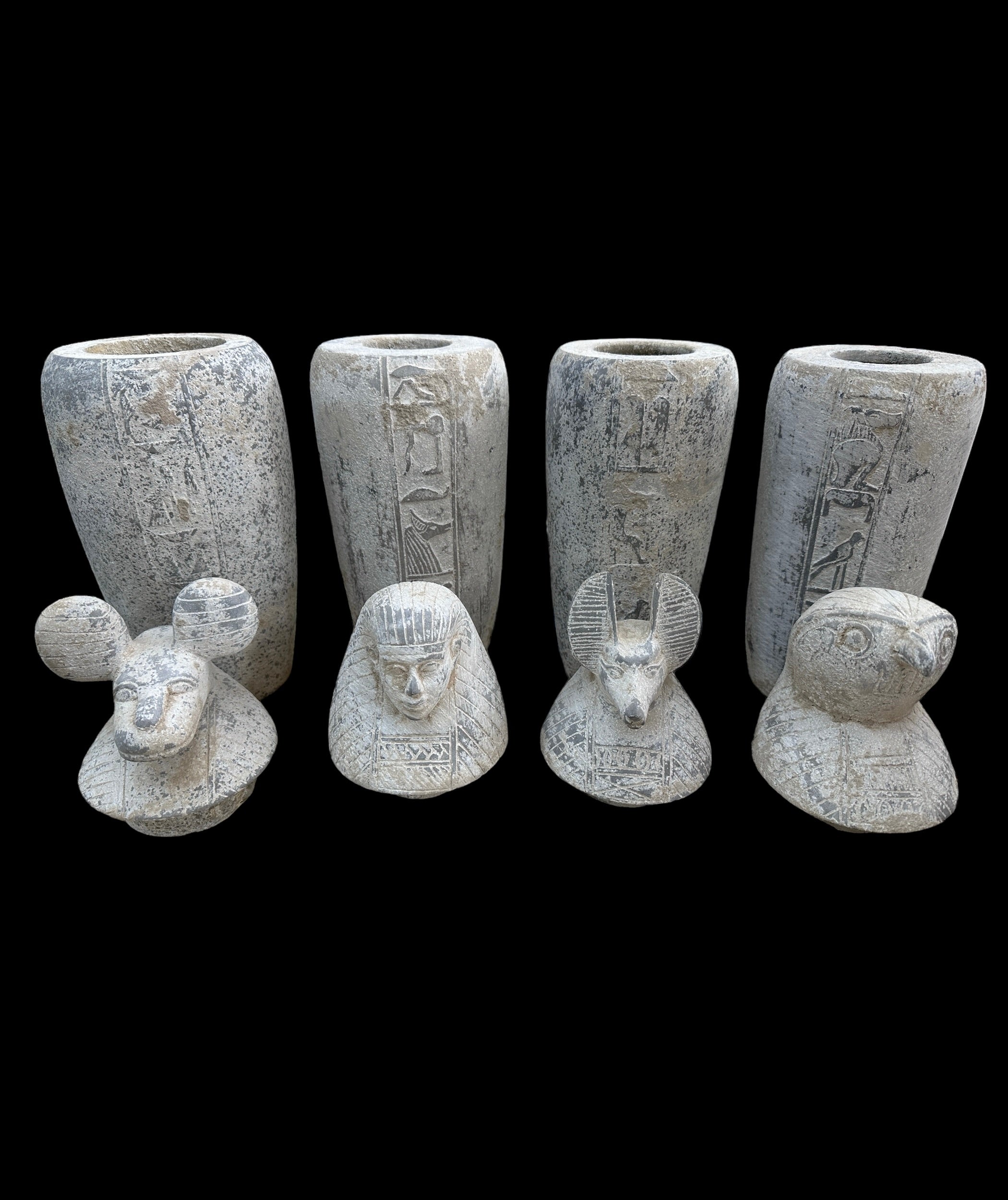 Canopic Jars - Set of 4 - Handcrafted in Egypt - HEAVY