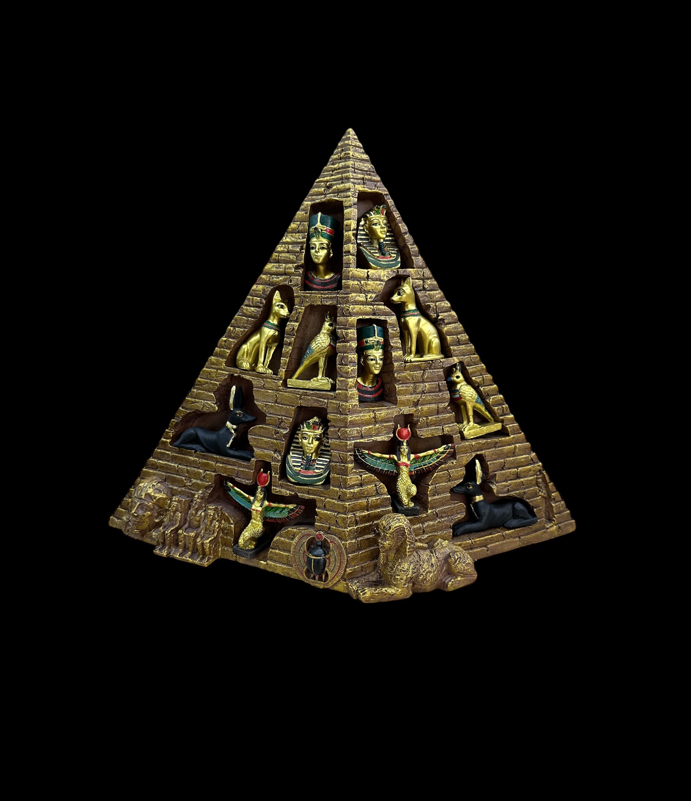 Ancient Egyptian Pyramid with Mini Statues - 12 Piece Set