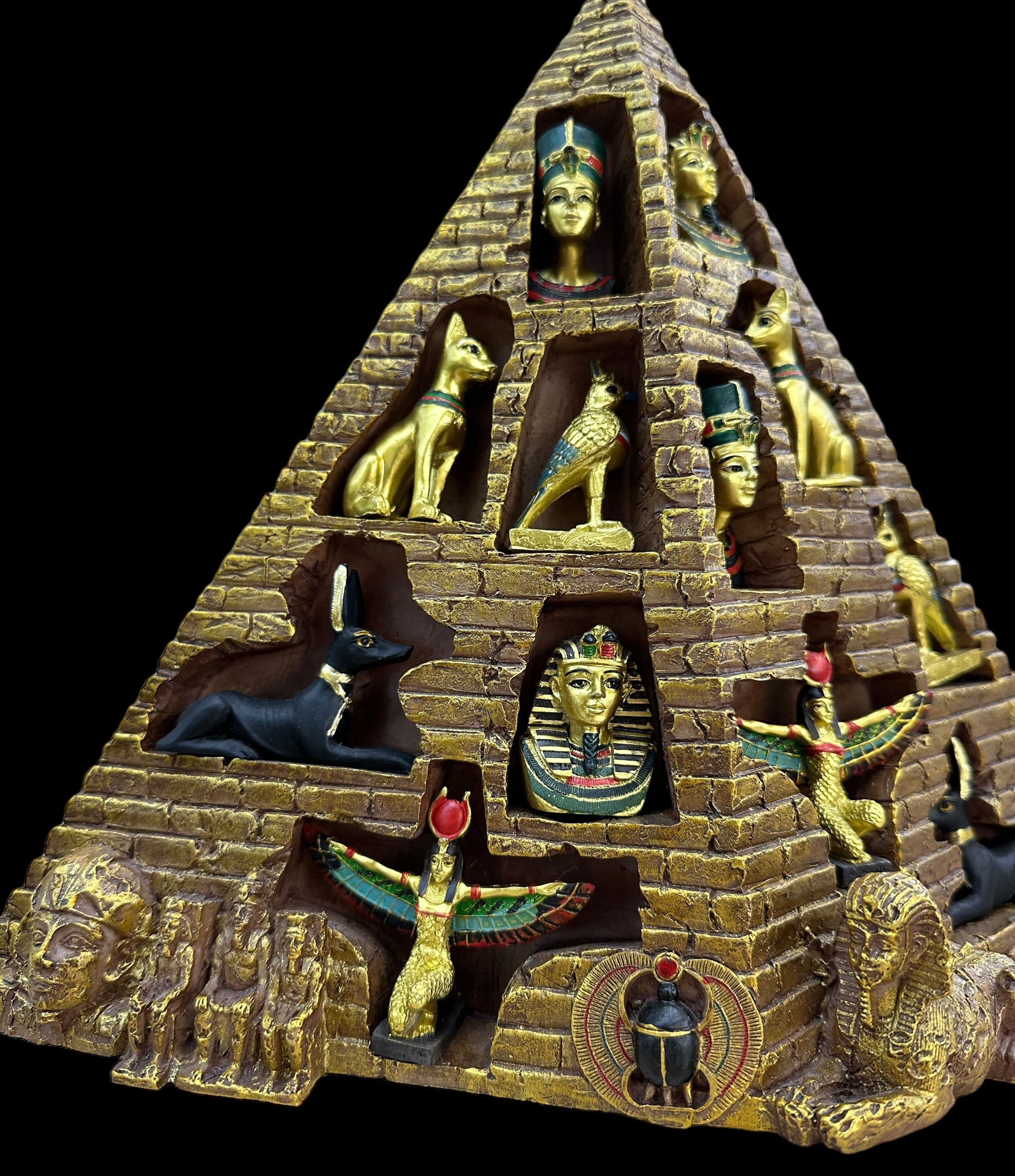 Ancient Egyptian Pyramid with Mini Statues - 12 Piece Set