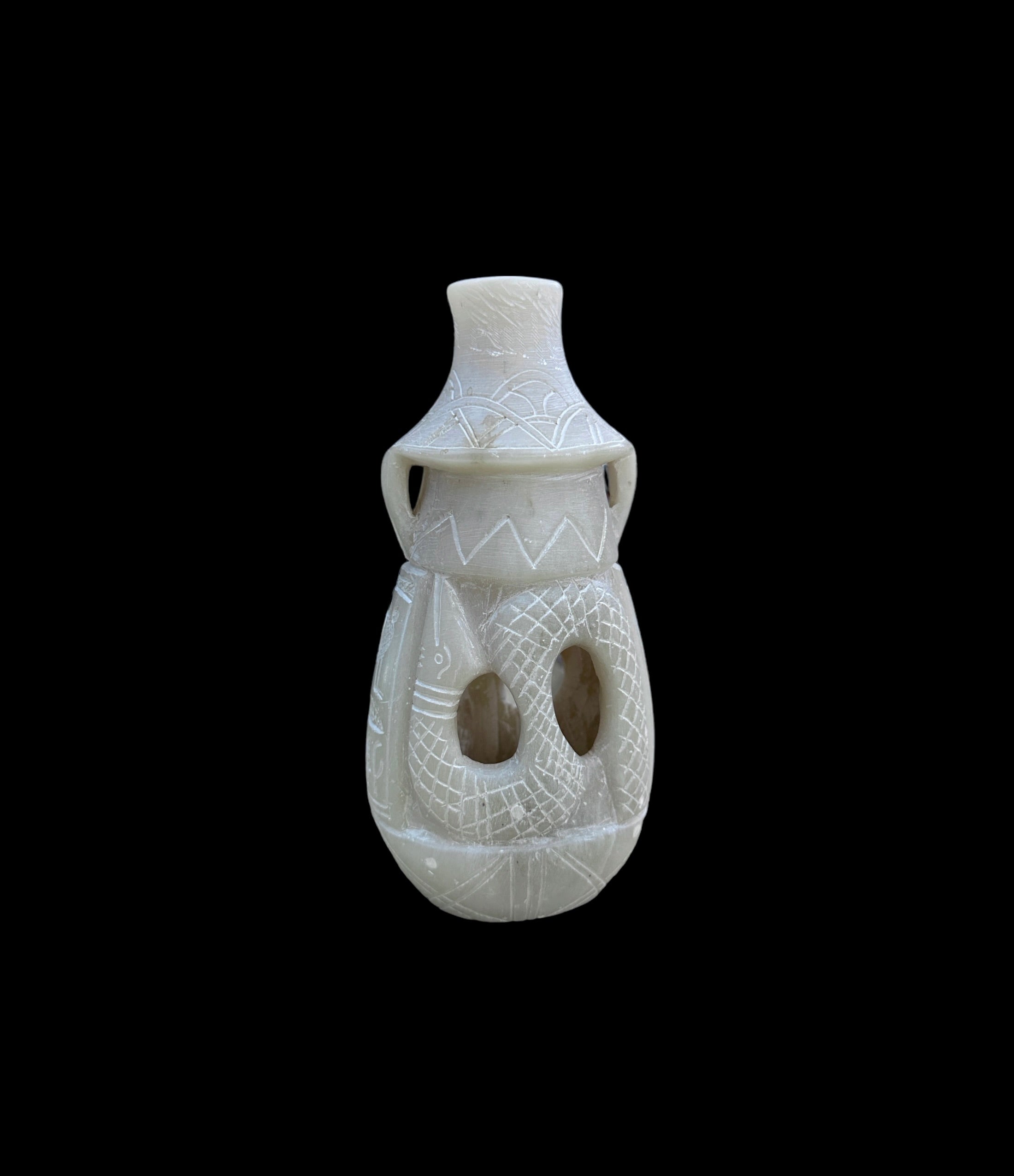 Egyptian Cobra Soapstone Vase - Handcrafted in Egypt