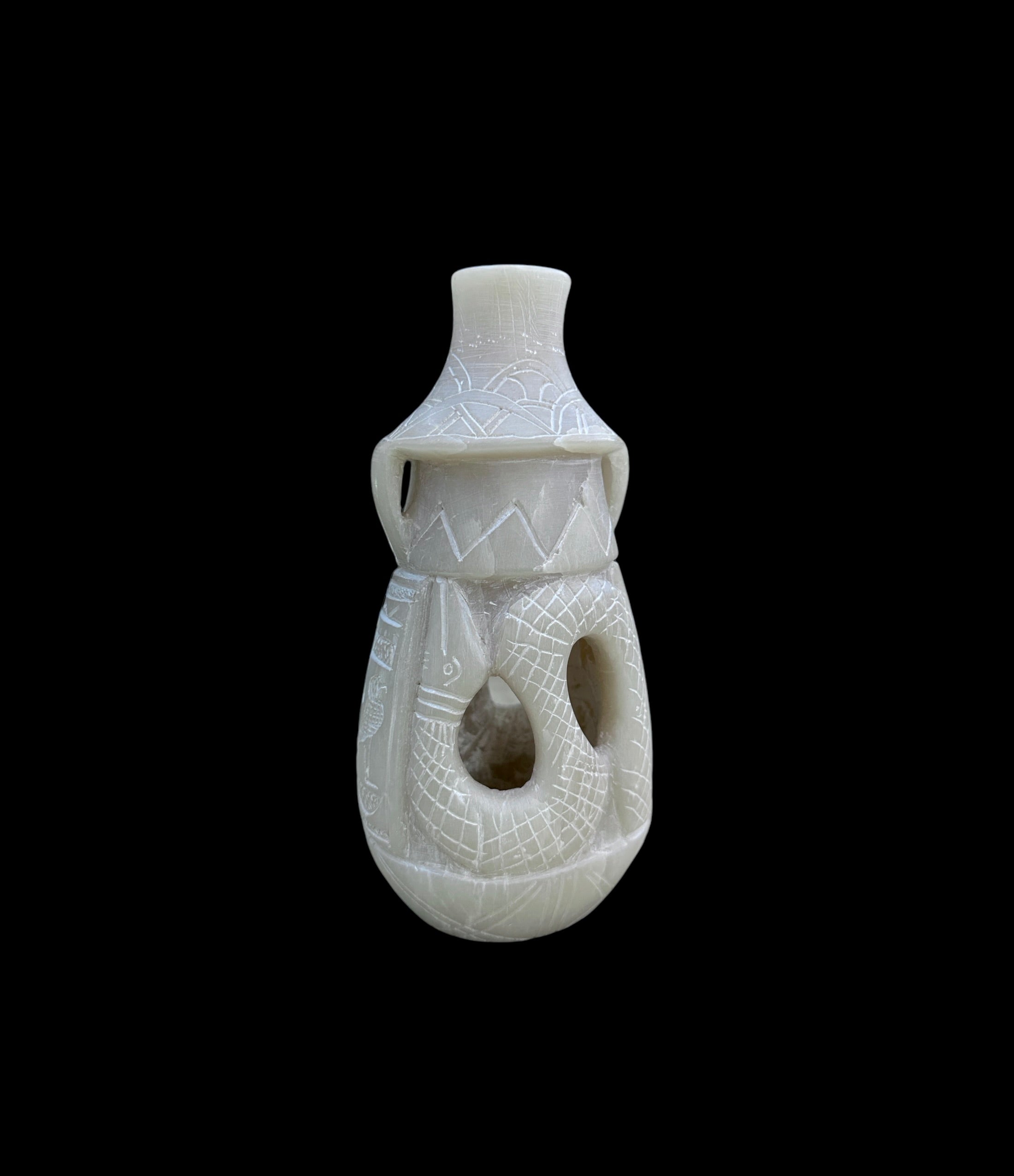 Egyptian Cobra Soapstone Vase - Handcrafted in Egypt