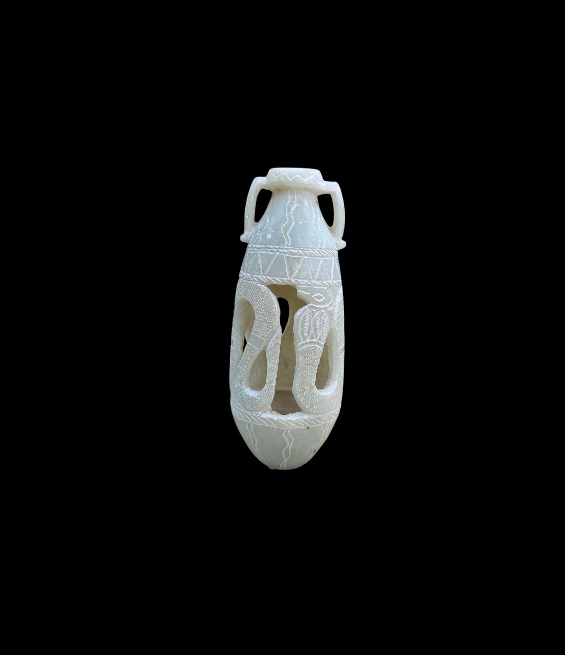 Egyptian Cobra Soapstone Vase - Handcrafted in Egypt