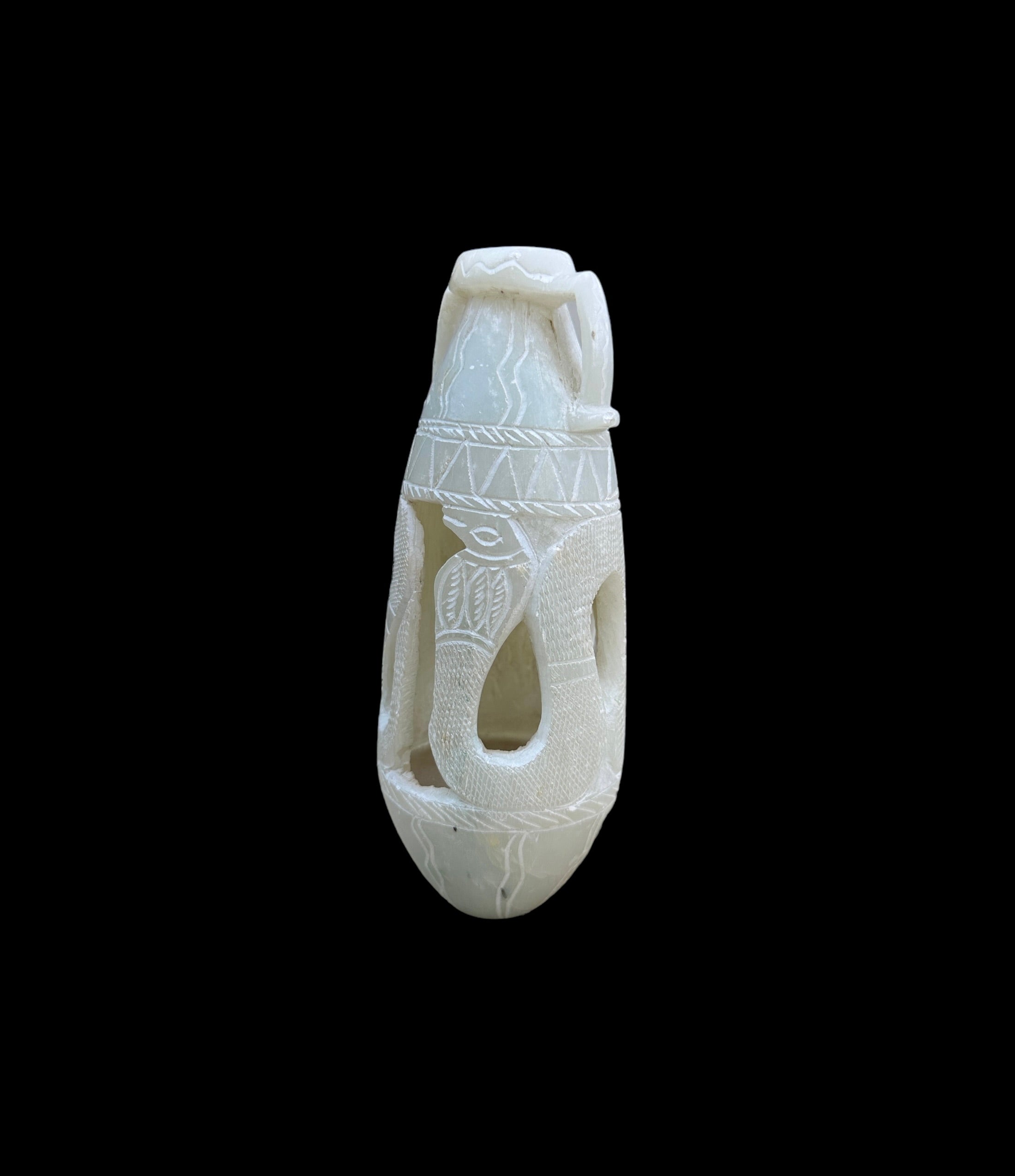 Egyptian Cobra Soapstone Vase - Handcrafted in Egypt