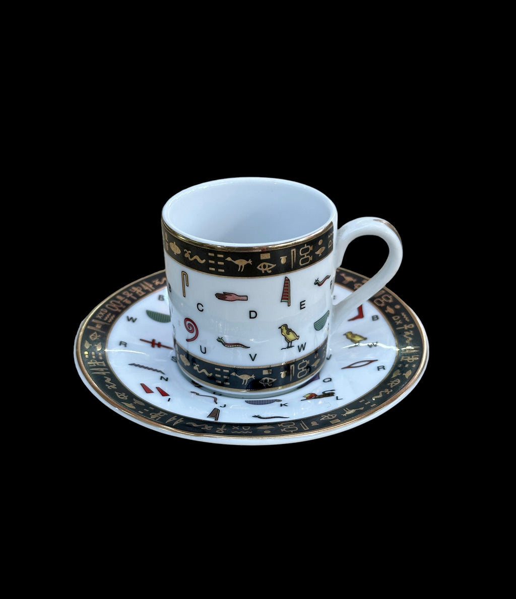 Hieroglyph Tea Cup and Saucer Set