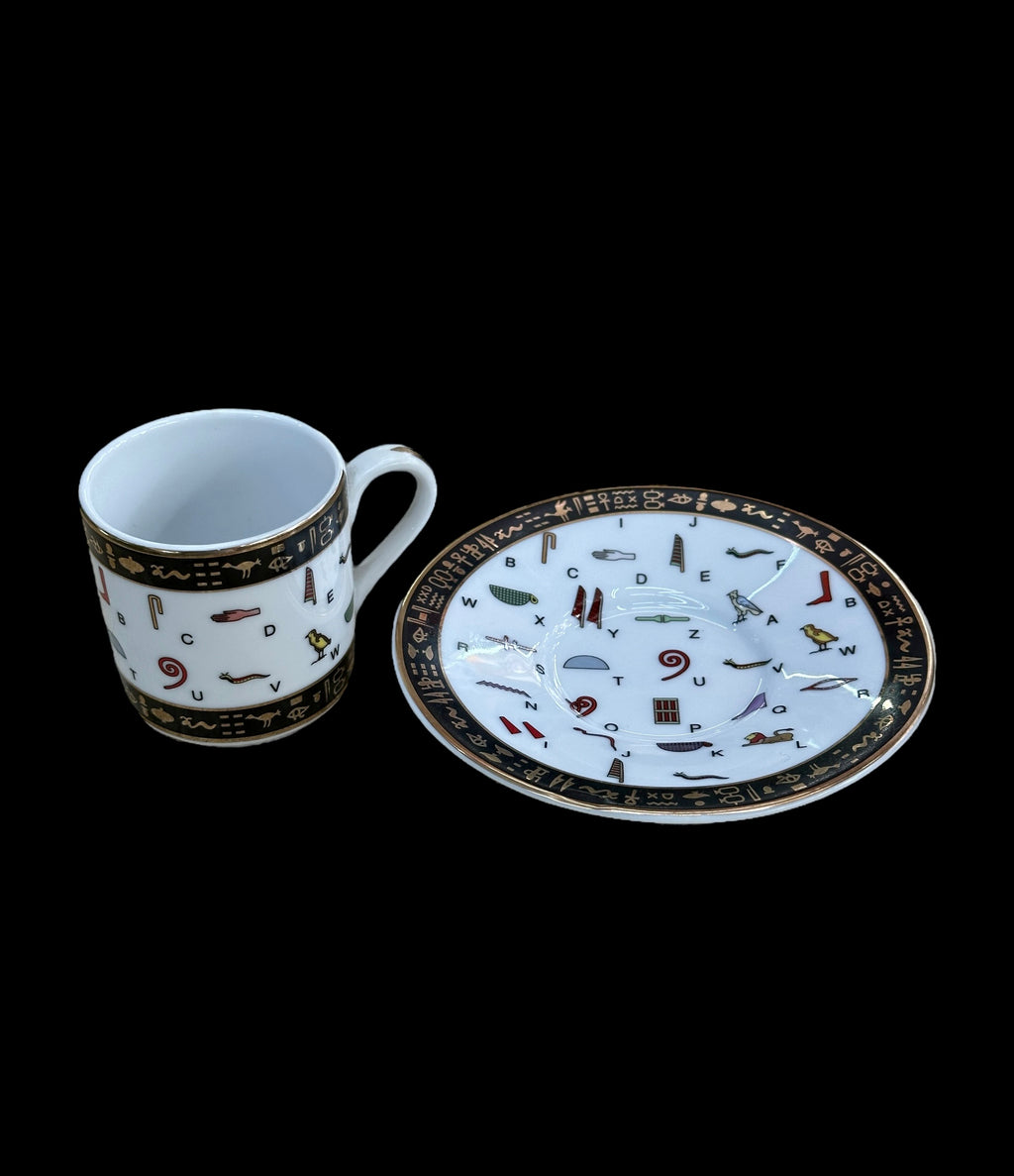 Hieroglyph Tea Cup and Saucer Set