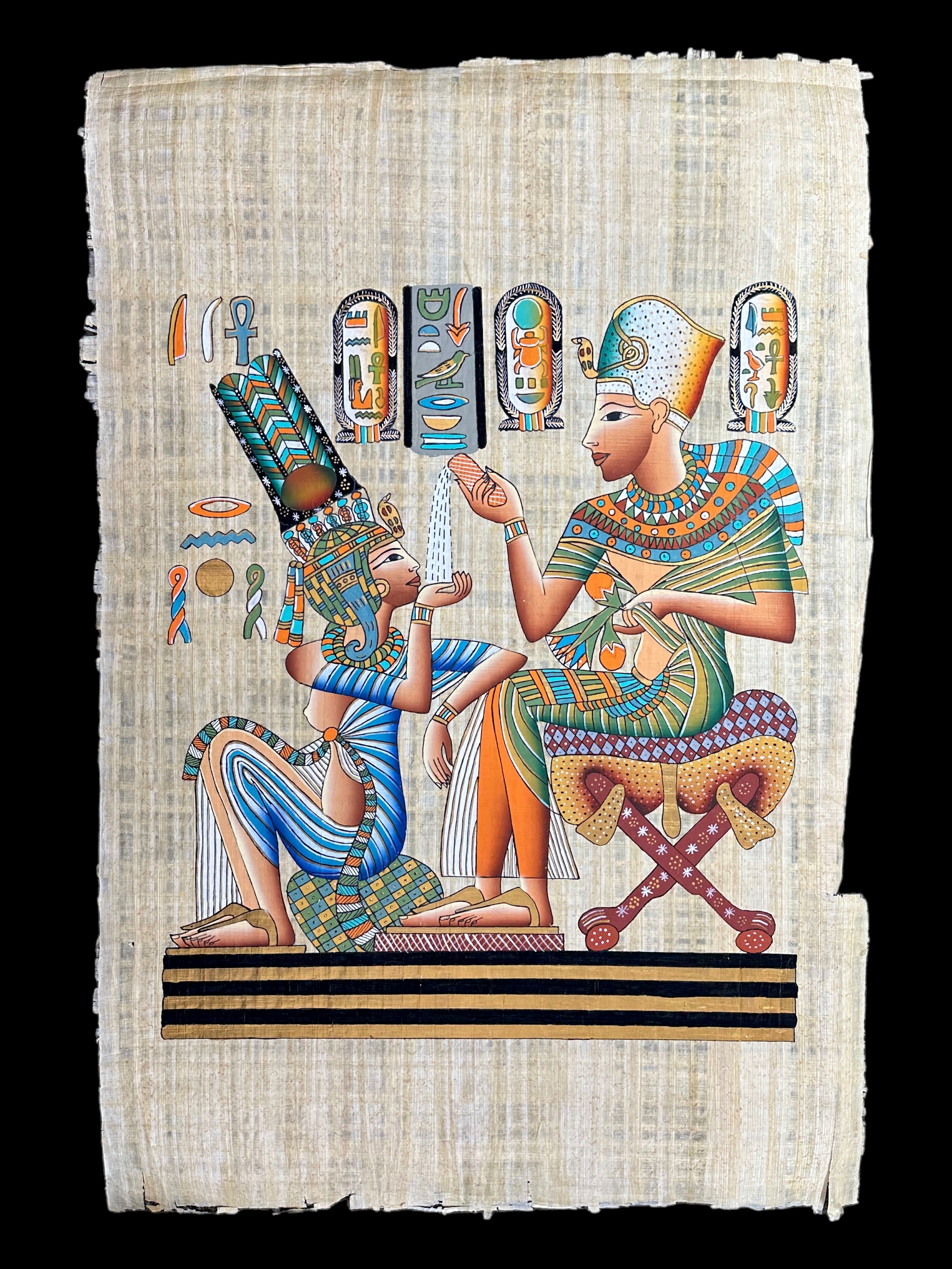 King Tutankamun and Queen Ankhesenamun Papyrus - 100x70cm