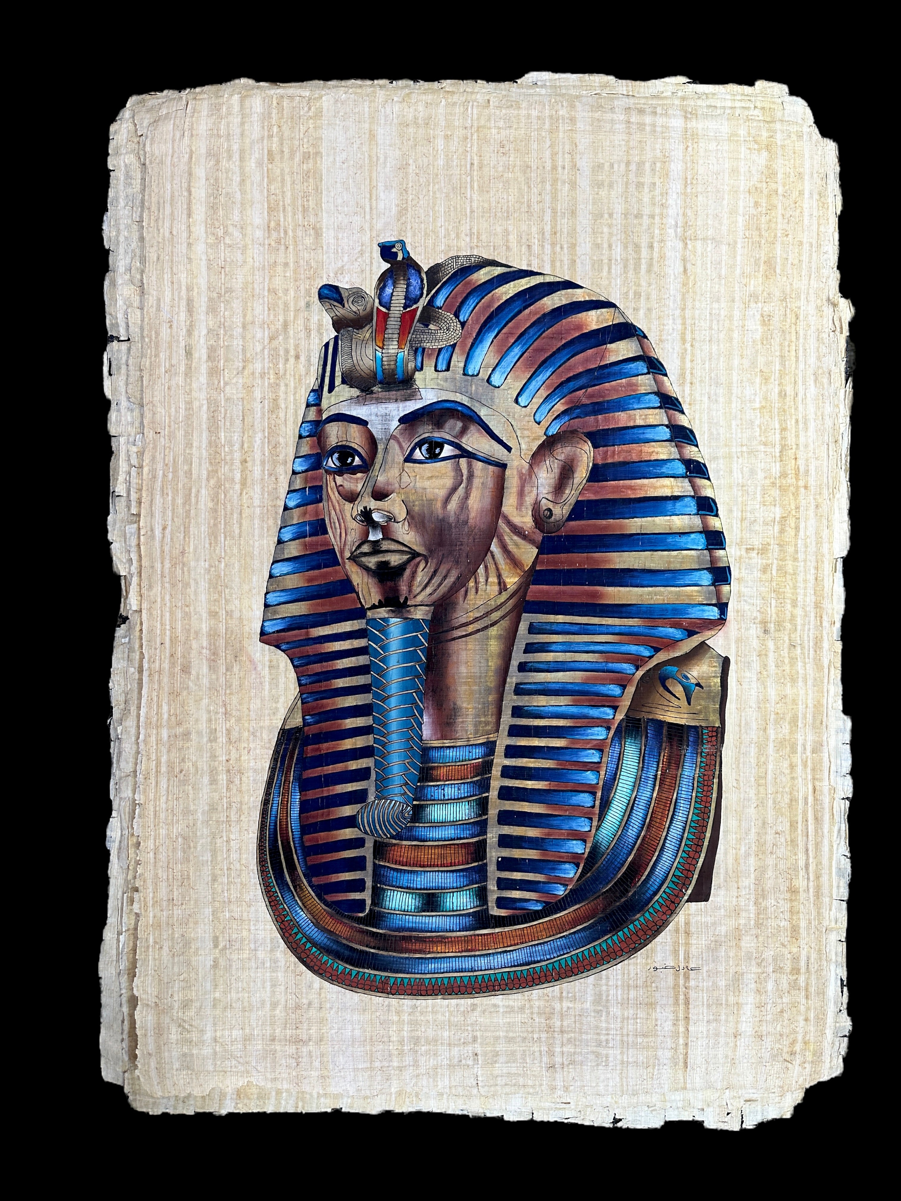 King Tutankhamen Mask Papyrus - 100x70cm