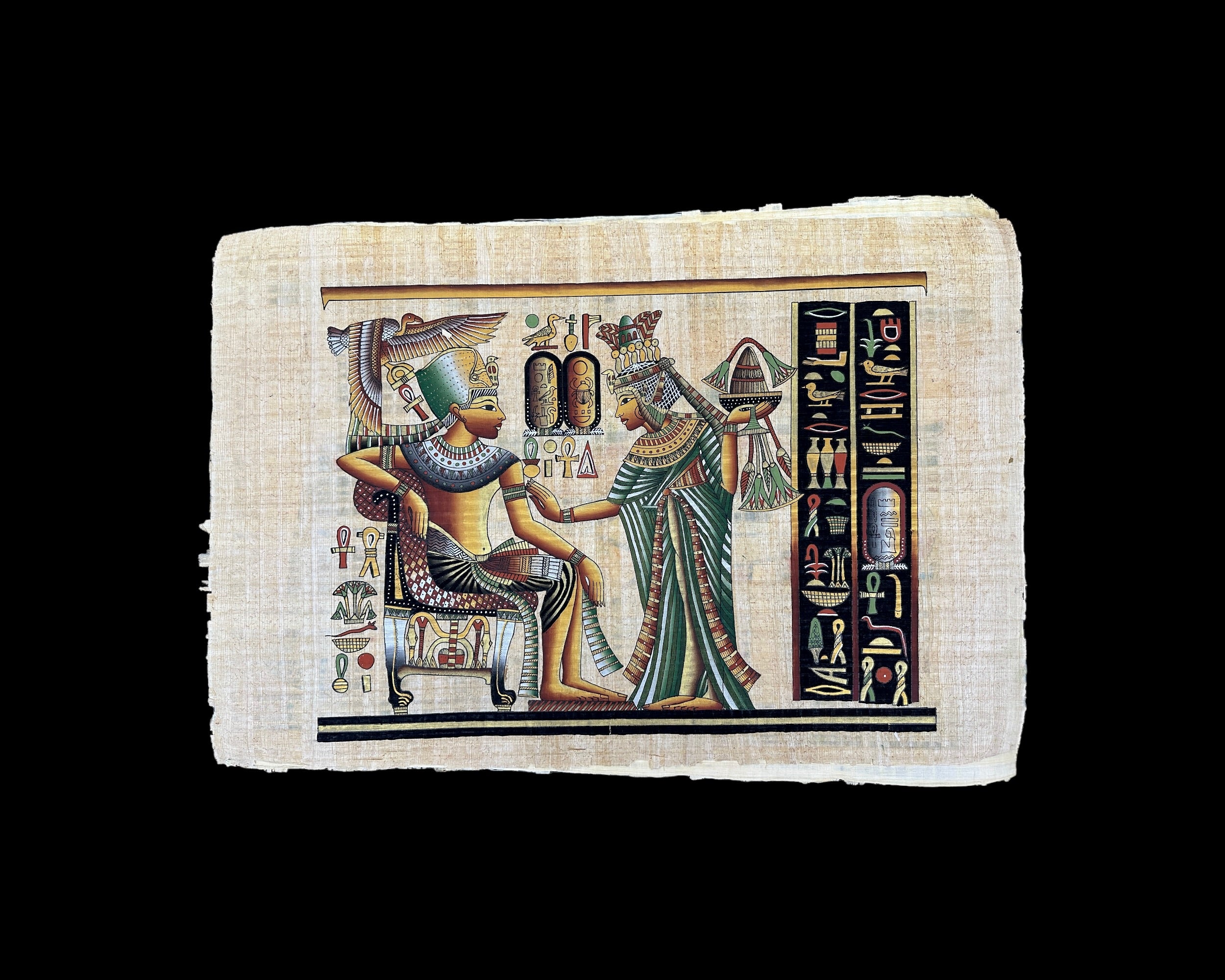 King Tutankhamun and Queen Ankhesenamun Papyrus - 100x70cm