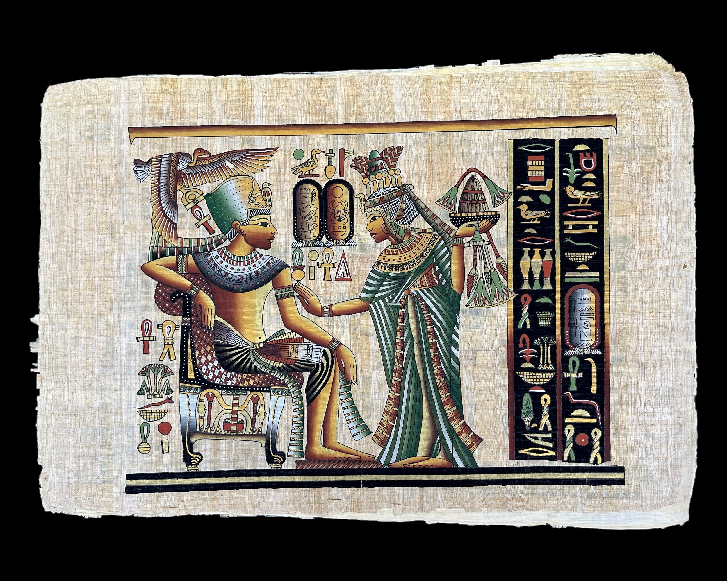 King Tutankhamun and Queen Ankhesenamun Papyrus - 100x70cm