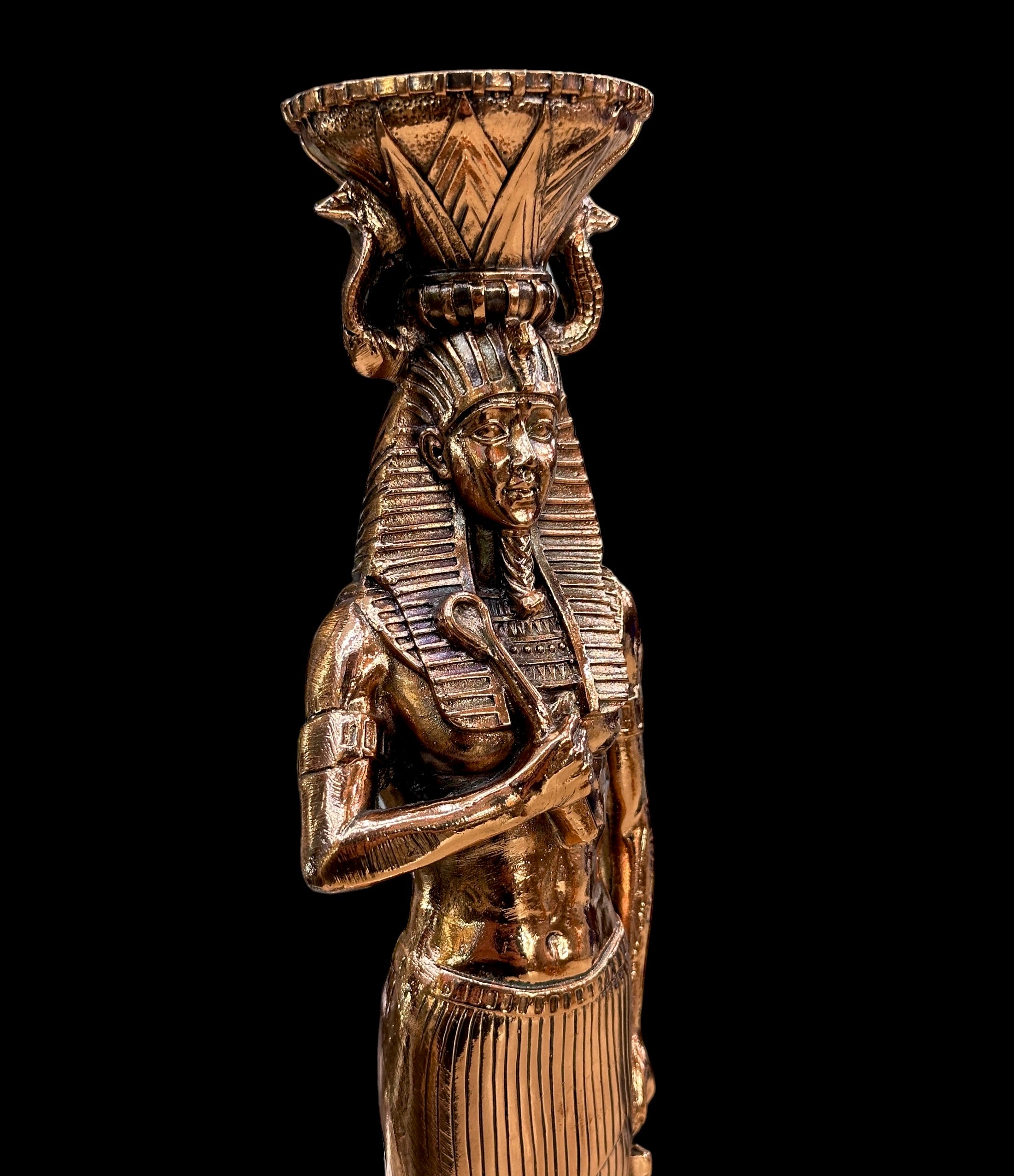 Pharaoh with Basket Copper Statue