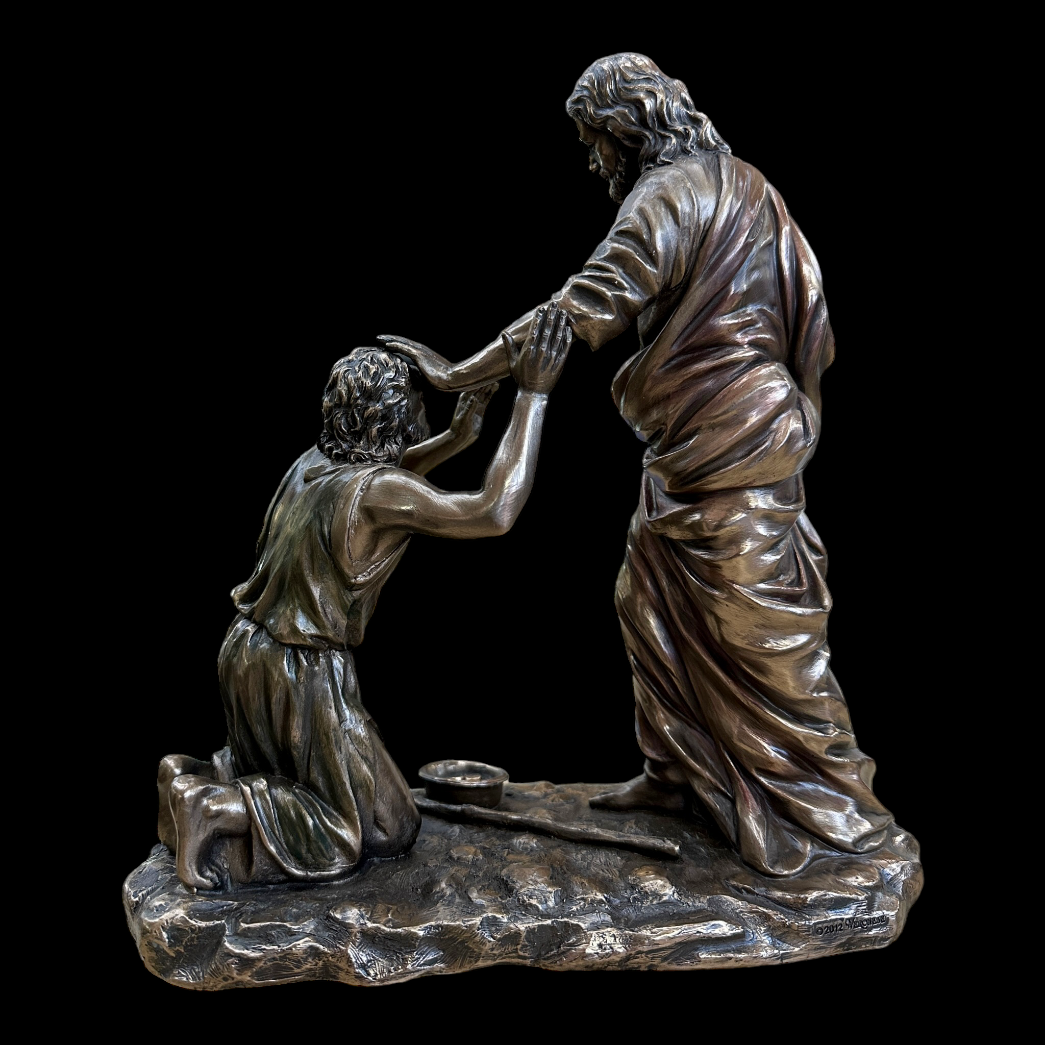 Jesus Healing Blind Man Statue