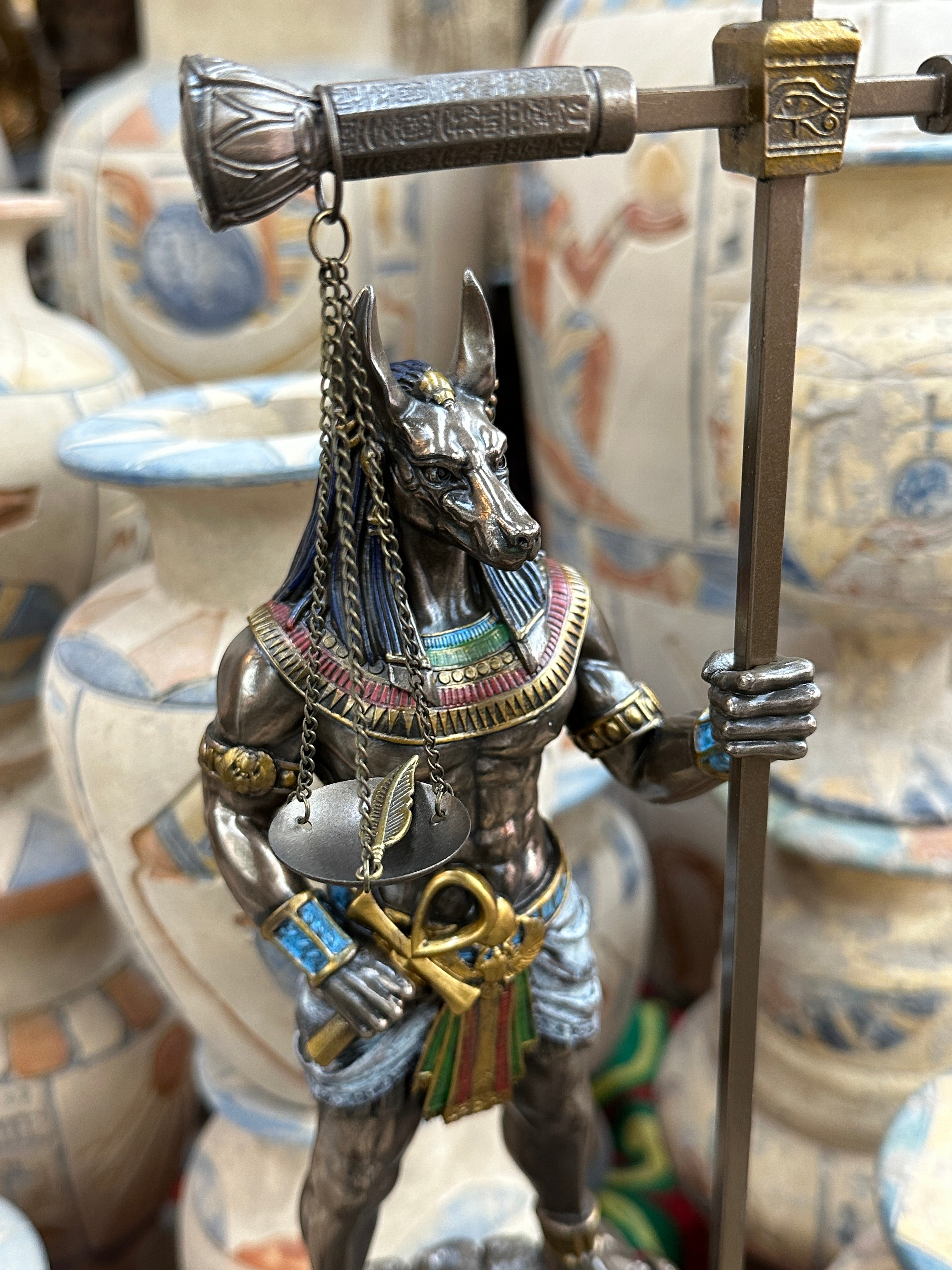 Anubis Holding Scale Statue