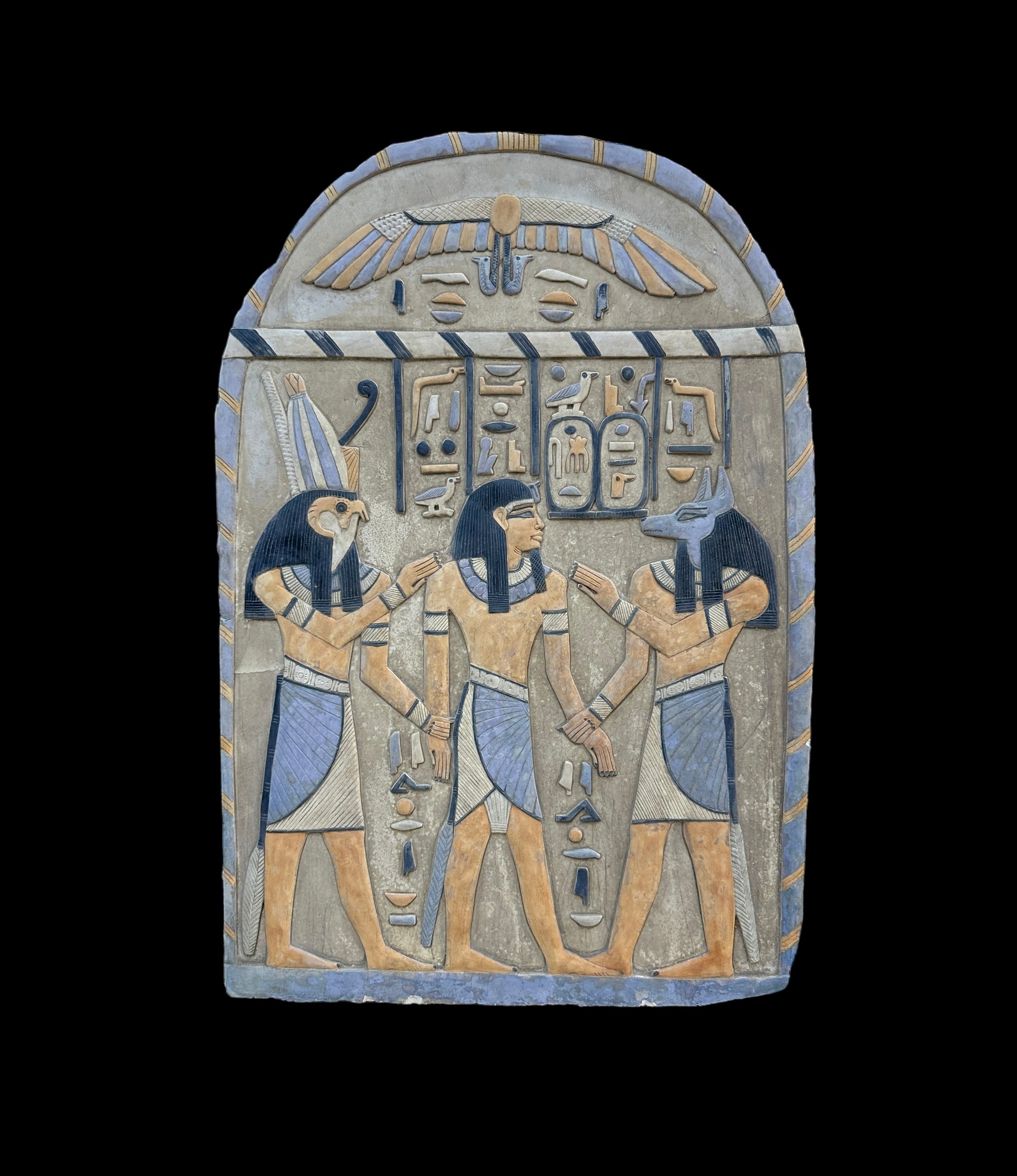 Horus and Anubis Blessing Pharaoh Plaque