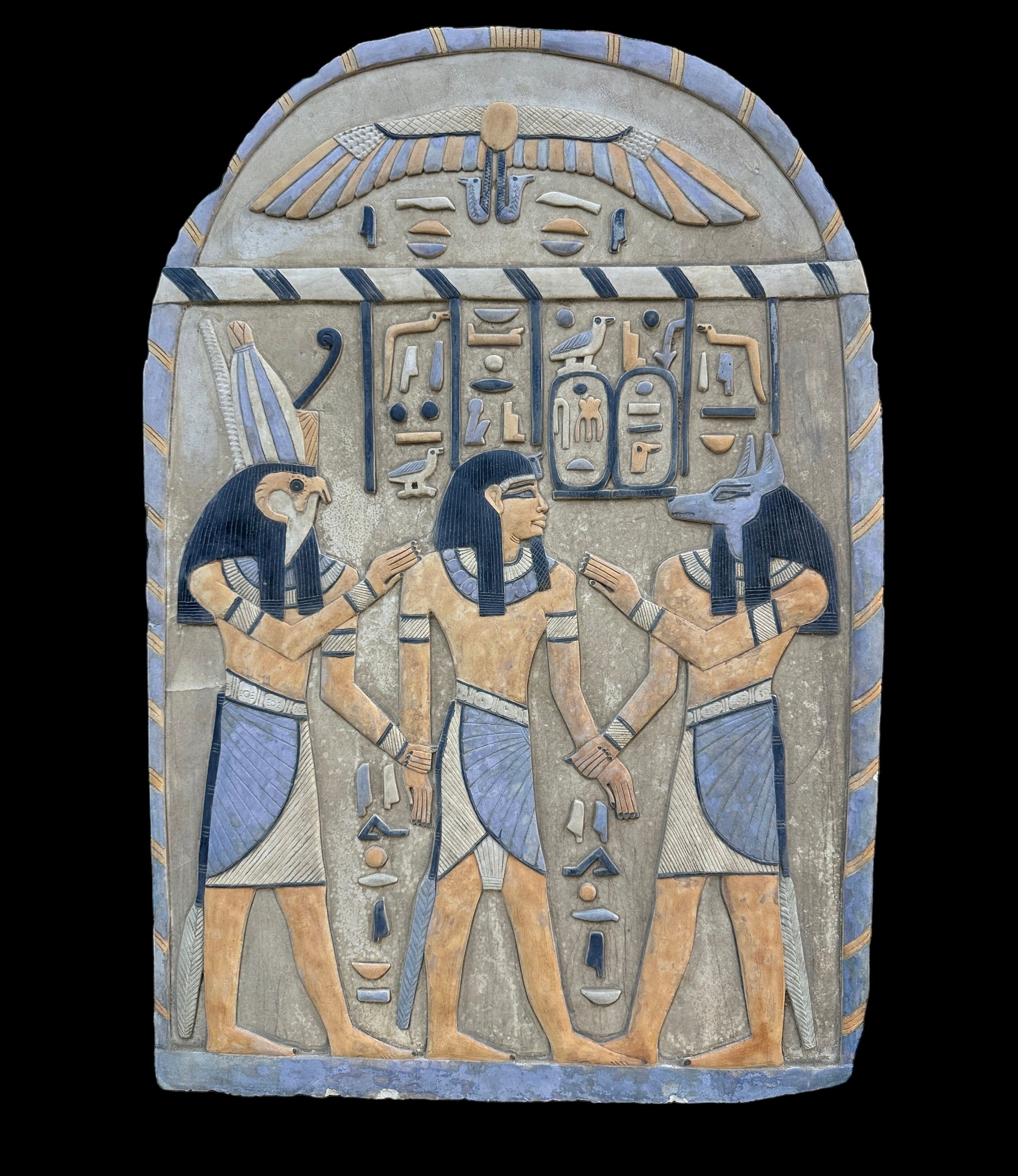 Horus and Anubis Blessing Pharaoh Plaque