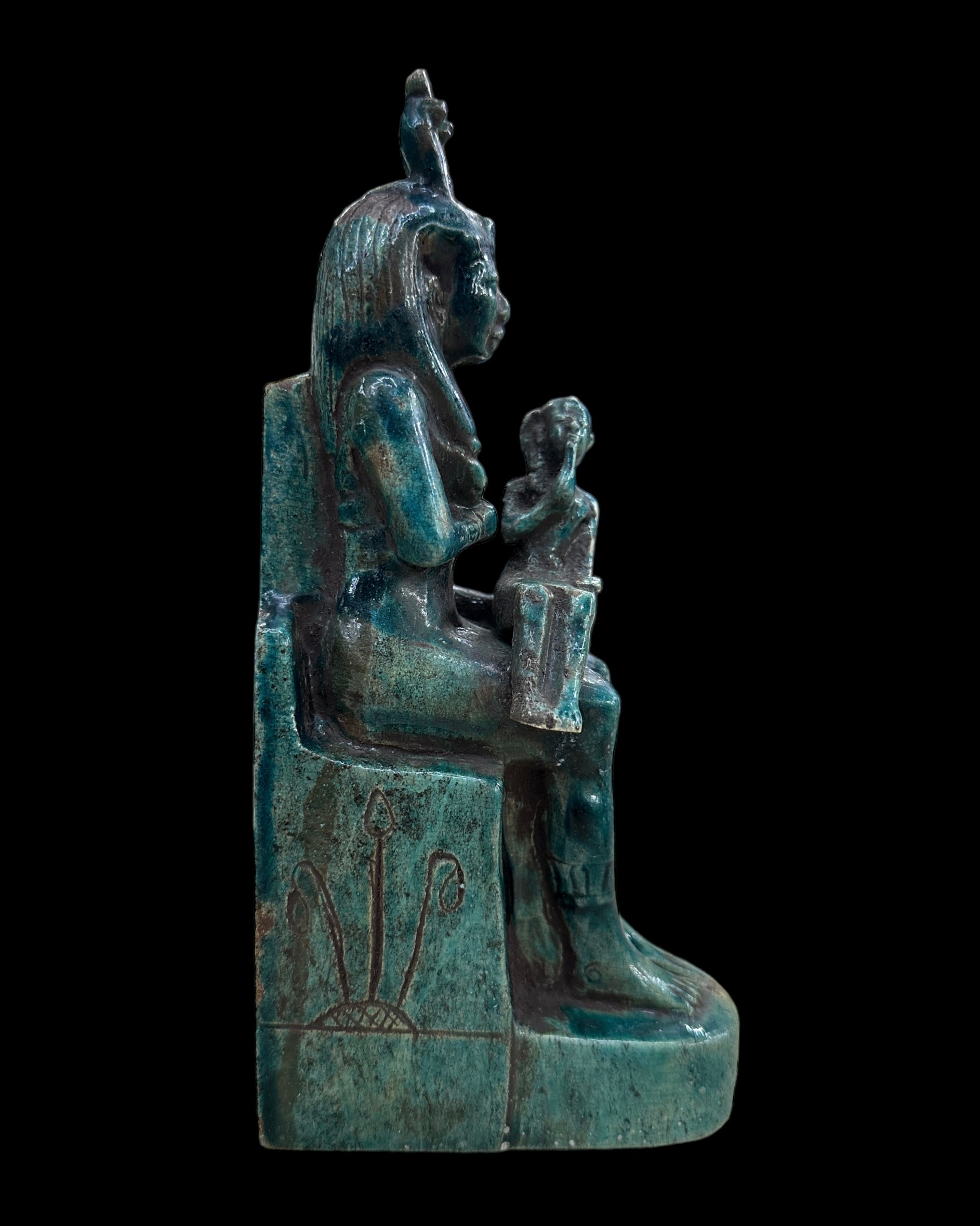 Isis Nursing Horus Statue - Blue Faience