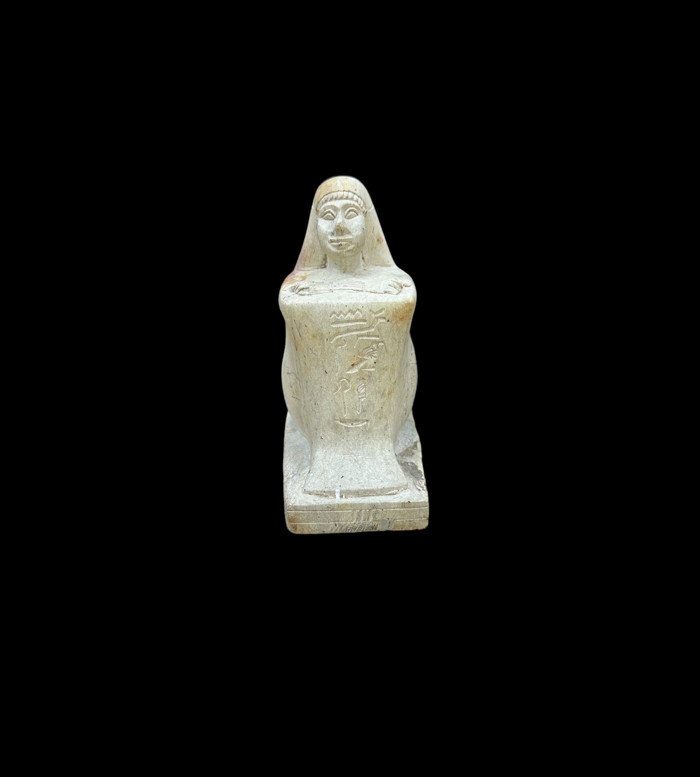 Egyptian Kneeling Scribe- Handcarved Limestone