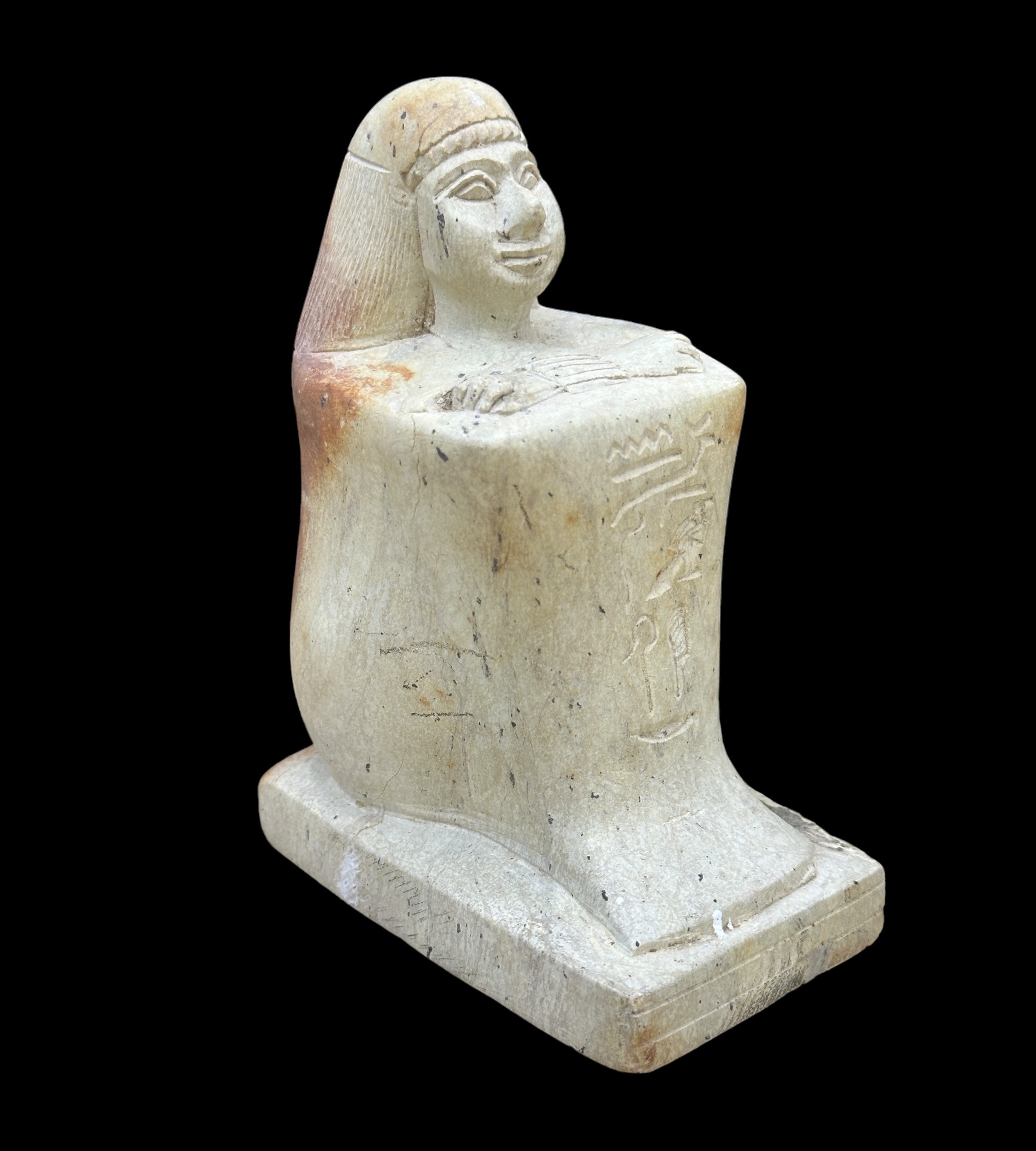 Egyptian Kneeling Scribe- Handcarved Limestone