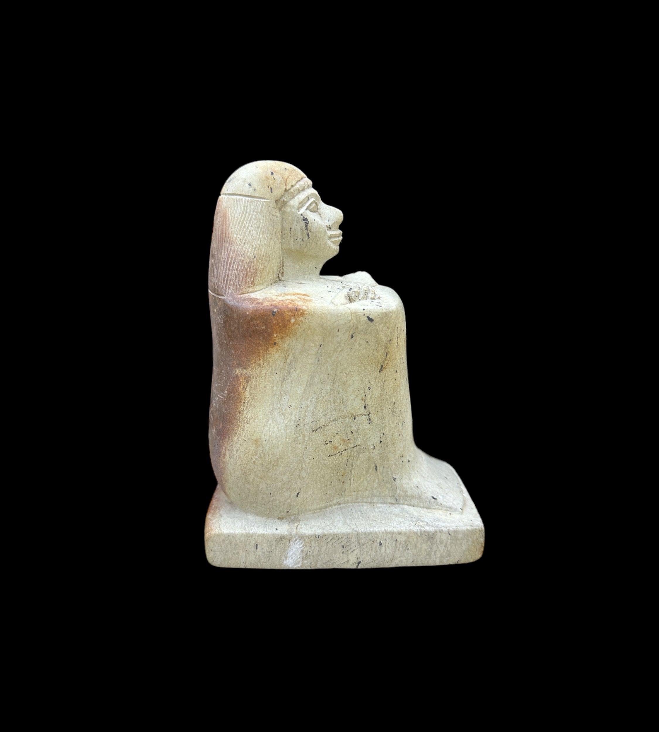 Egyptian Kneeling Scribe- Handcarved Limestone